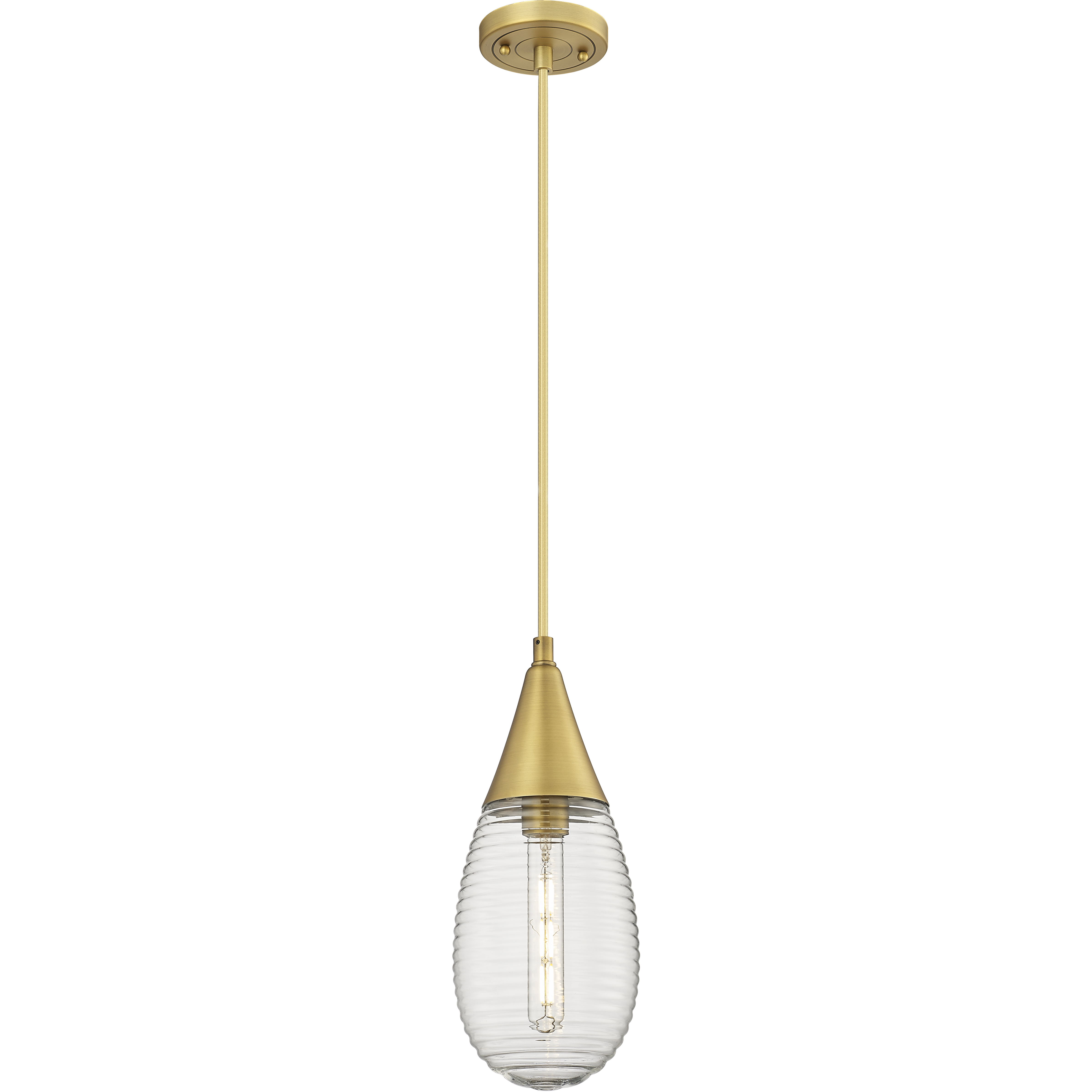 Malone 1 Light 6 inch Brushed Brass Pendant Ceiling Light in Striped Clear Glass