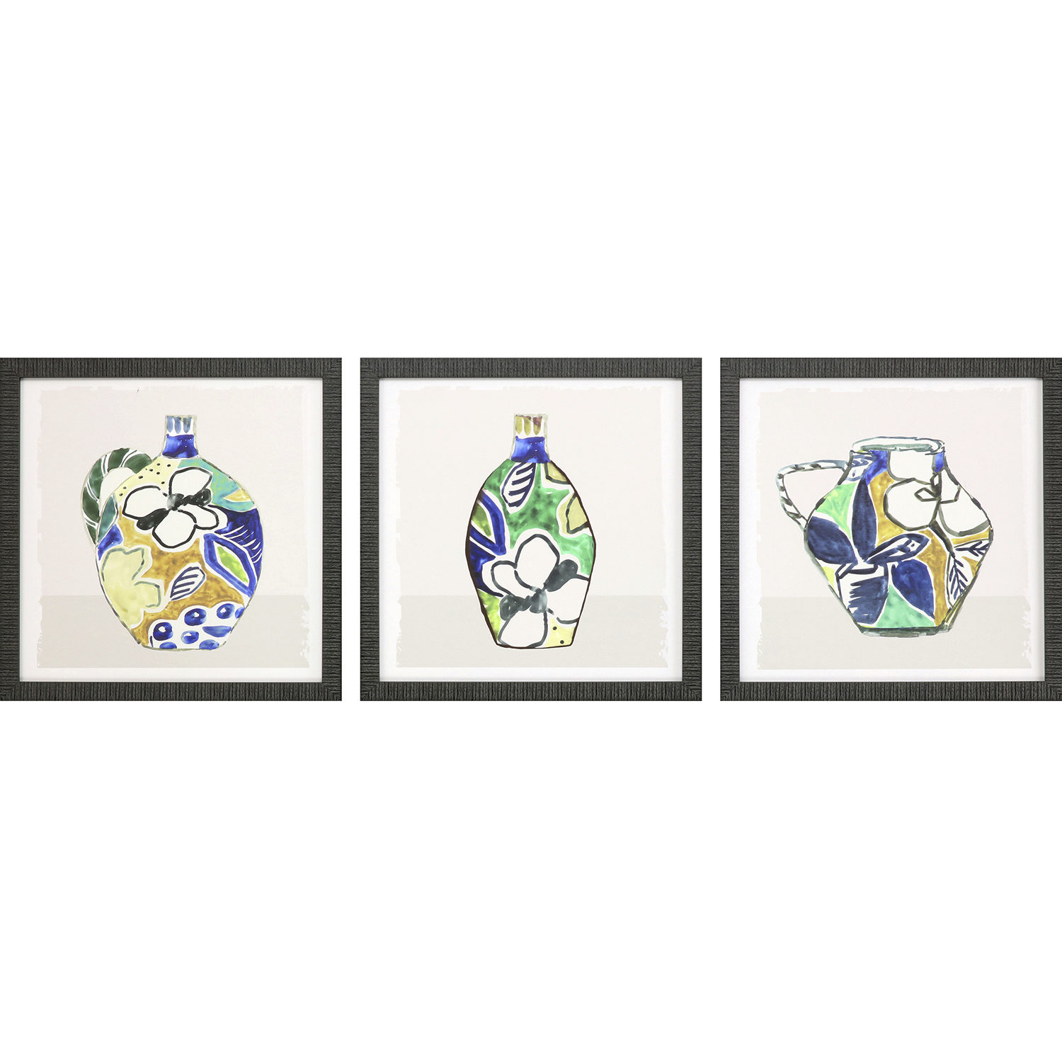 Architectural Blue and Black and Gray and Yellow Framed Art