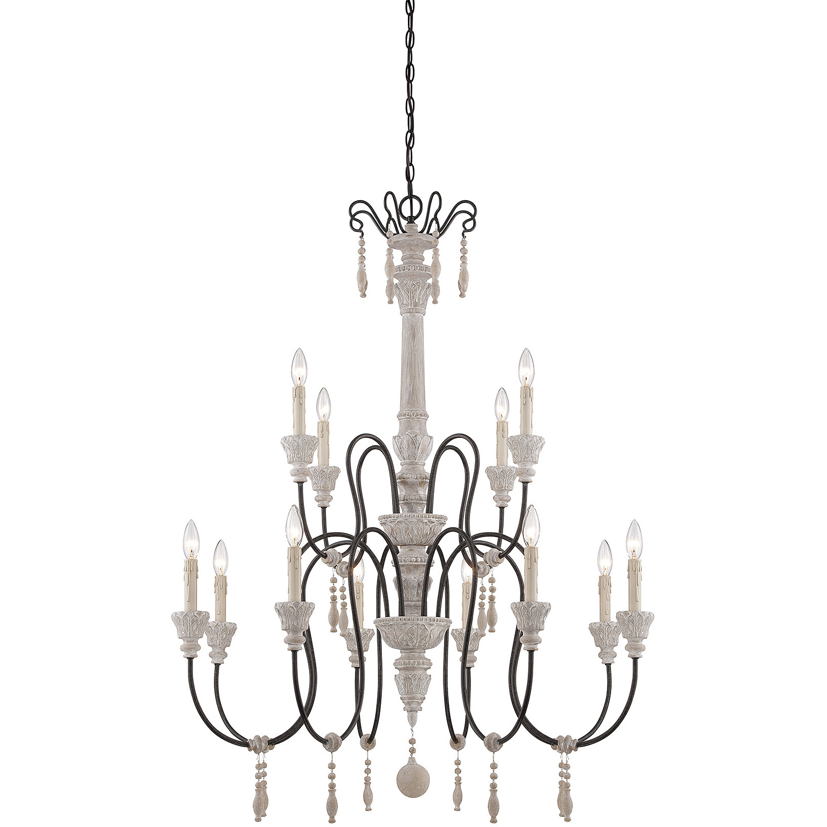 Ashland 12 Light 38 inch White Washed Driftwood Chandelier Ceiling Light