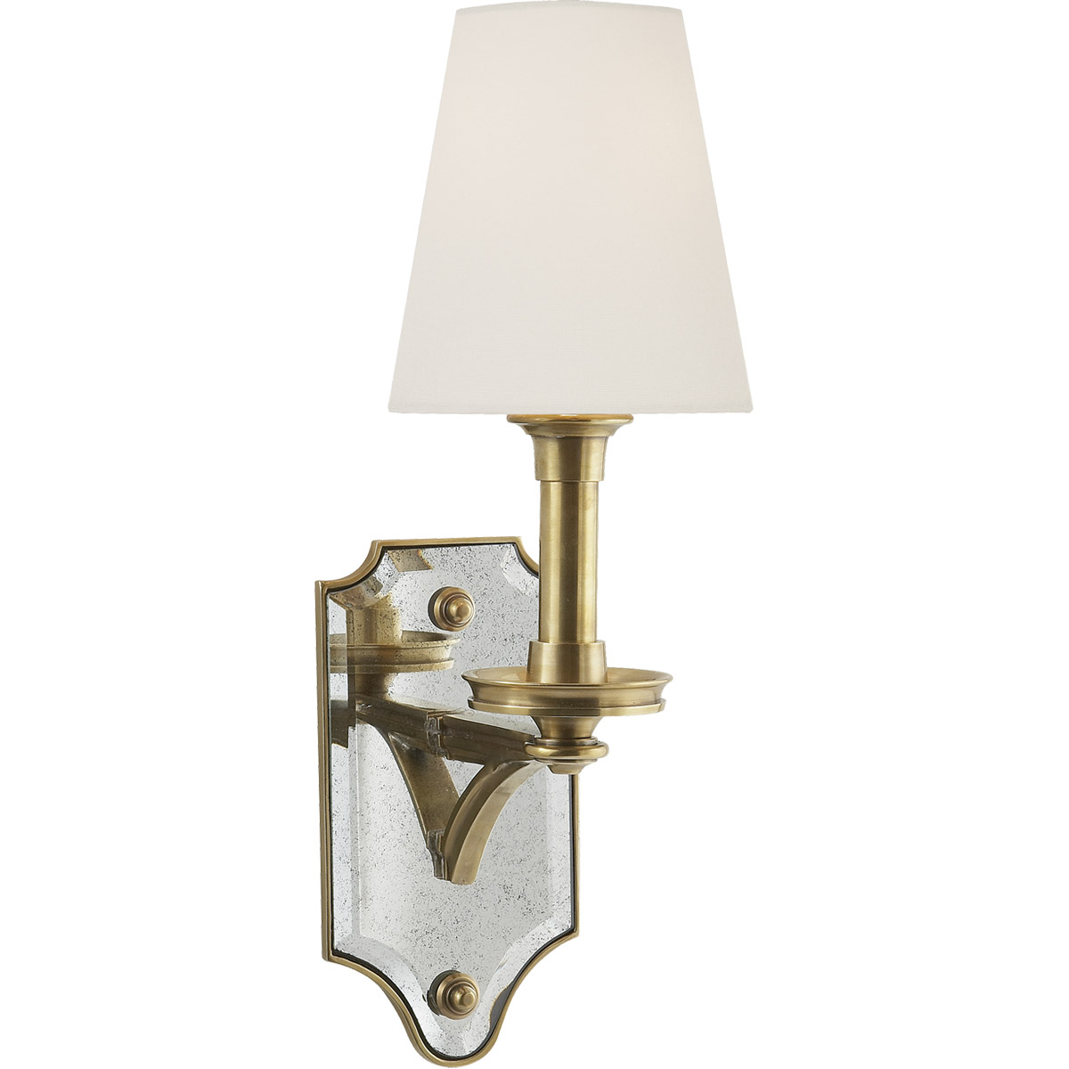Thomas O'Brien Verona 1 Light 5.5 inch Hand-Rubbed Antique Brass Mirrored Sconce Wall Light in Linen