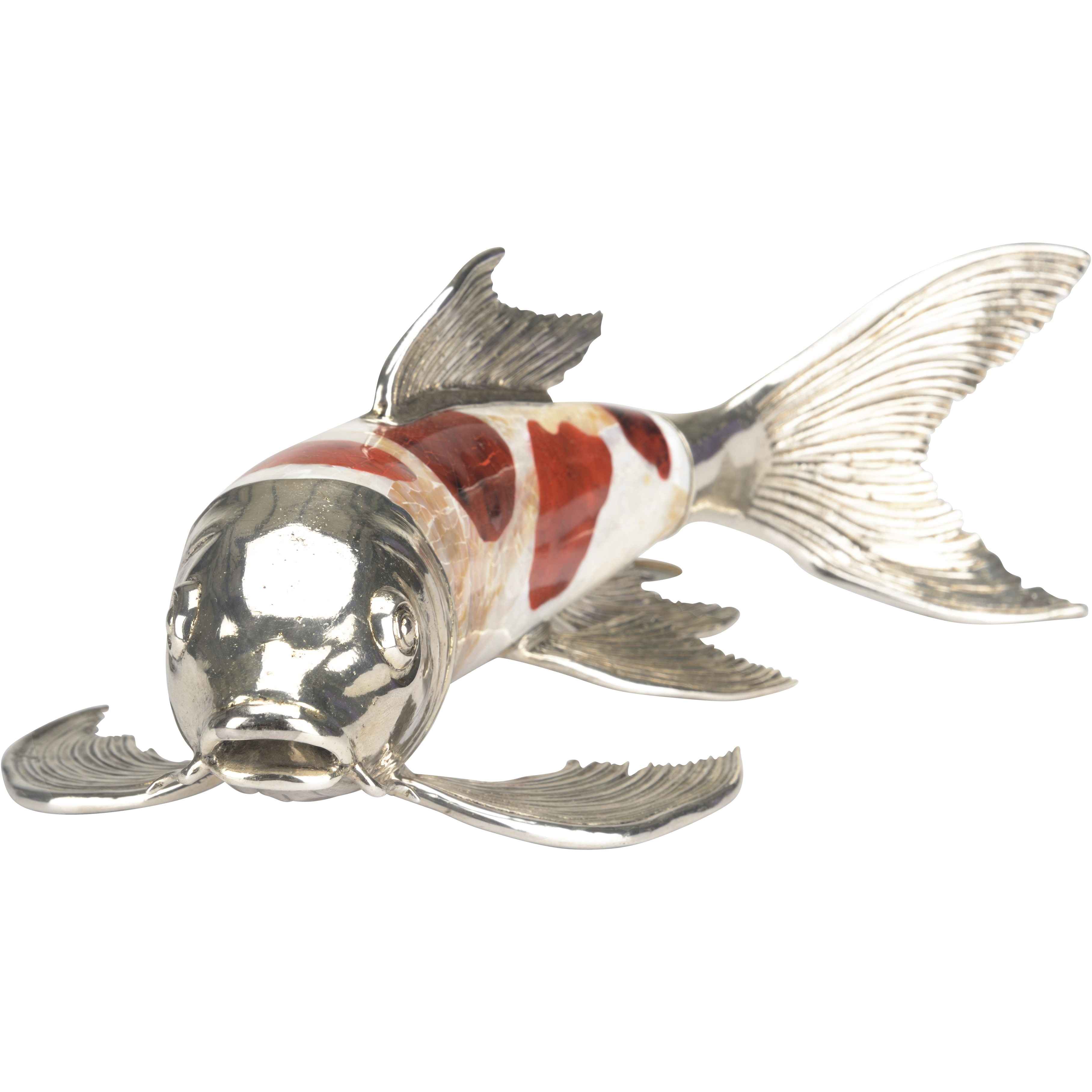 Koi Fish Silver and White/Cream Figurine