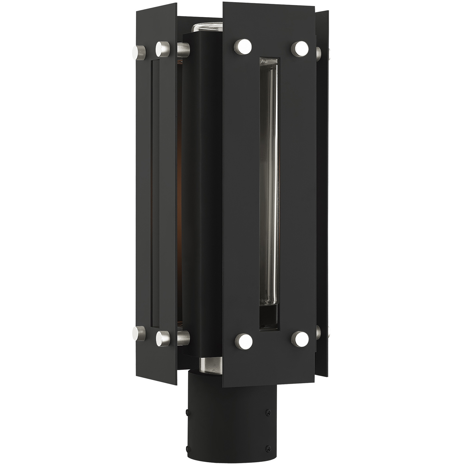 Utrecht 1 Light 16 inch Black with Brushed Nickel Accents Medium Outdoor Post Top Lantern