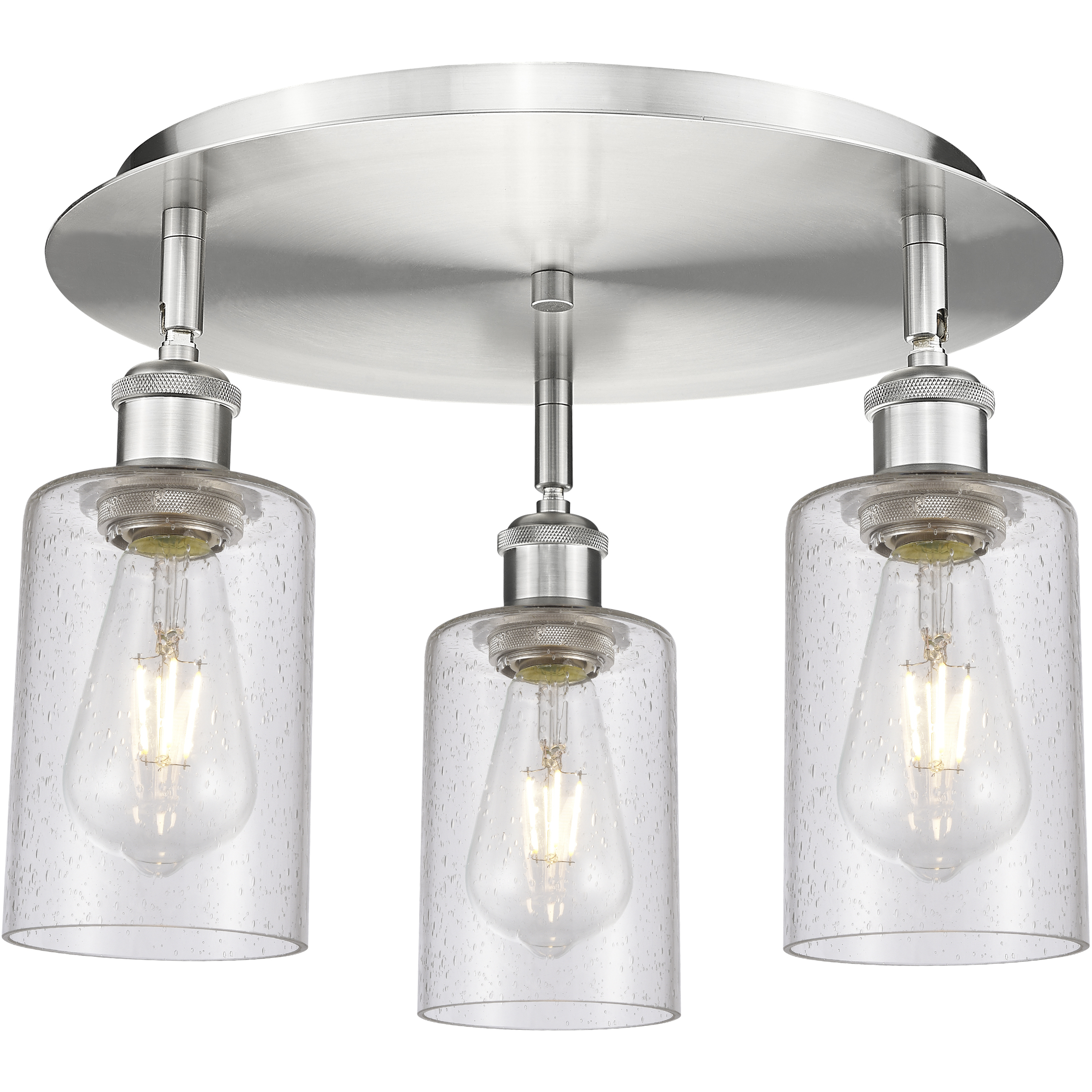 Clymer 3 Light 15.63 inch Satin Nickel Flush Mount Ceiling Light in Seedy
