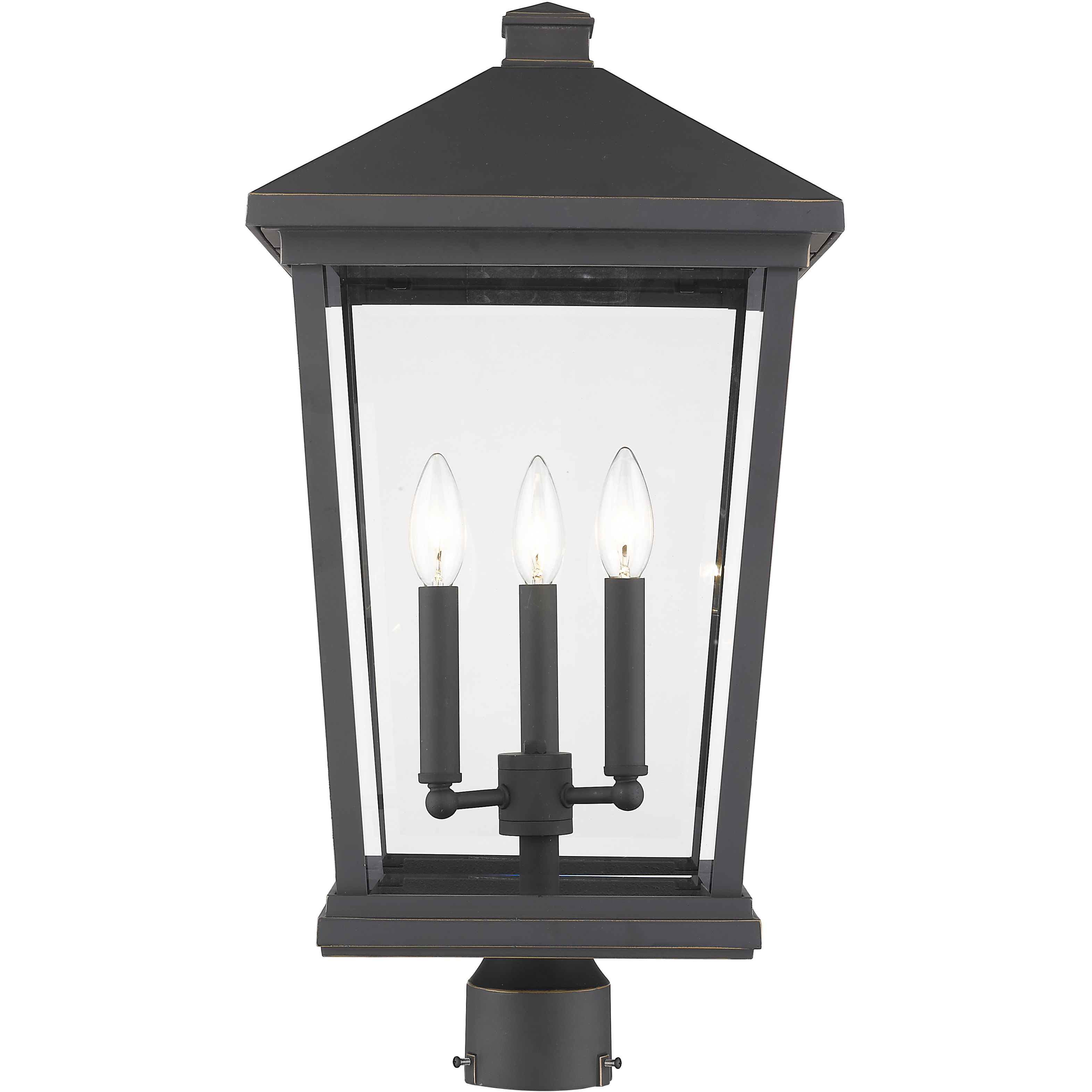 Beacon 3 Light 23.5 inch Oil Rubbed Bronze Outdoor Post Mount Fixture