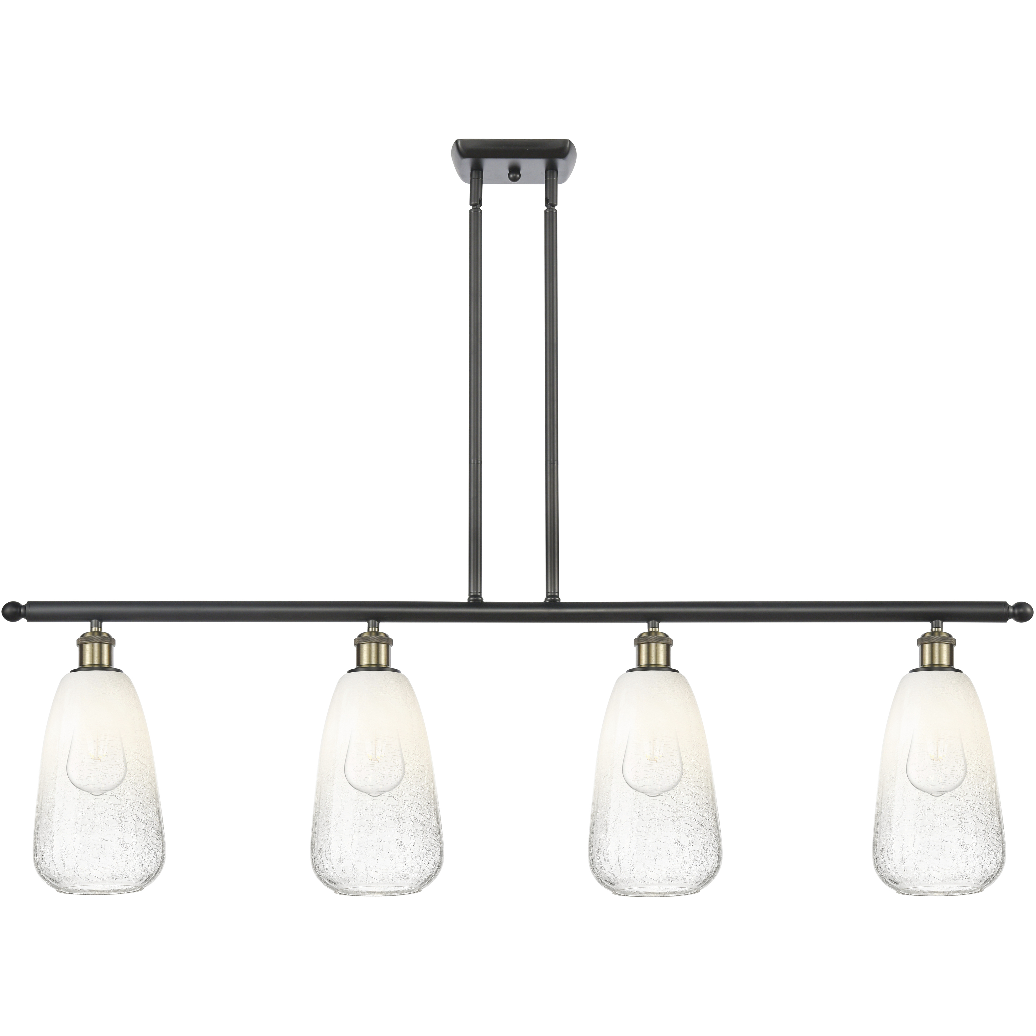 Ballston Brookhaven Almond Island Light Ceiling Light in Black Antique Brass, Opal Glass