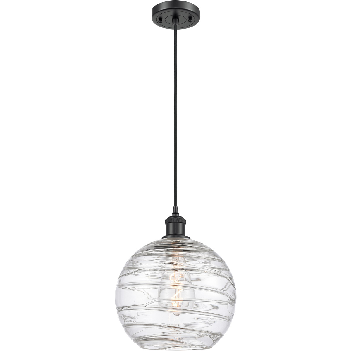 Ballston Large Deco Swirl 1 Light 10 inch Matte Black Mini Pendant Ceiling Light, Ballston