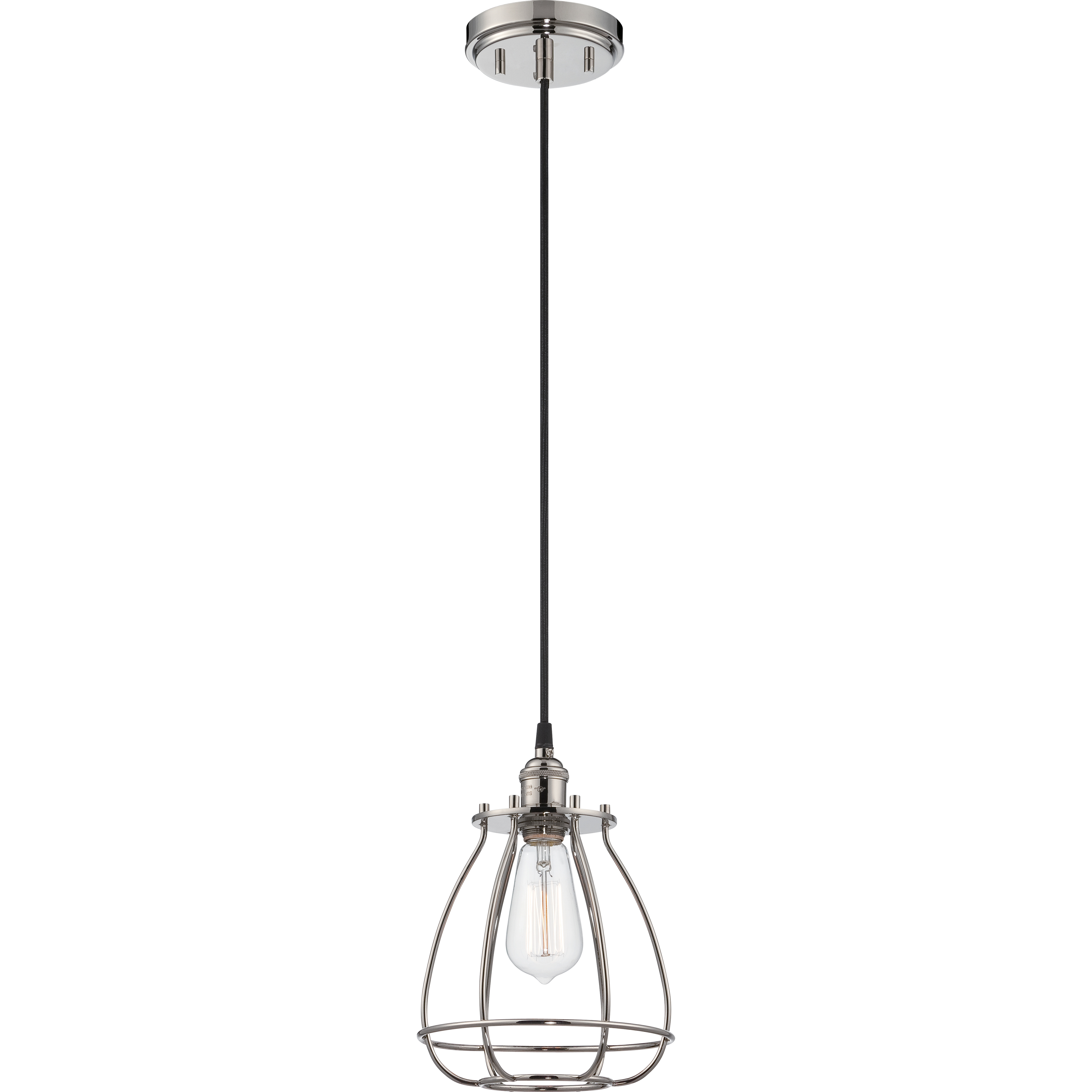 Vintage 1 Light 7.38 inch Polished Nickel Pendant Ceiling Light