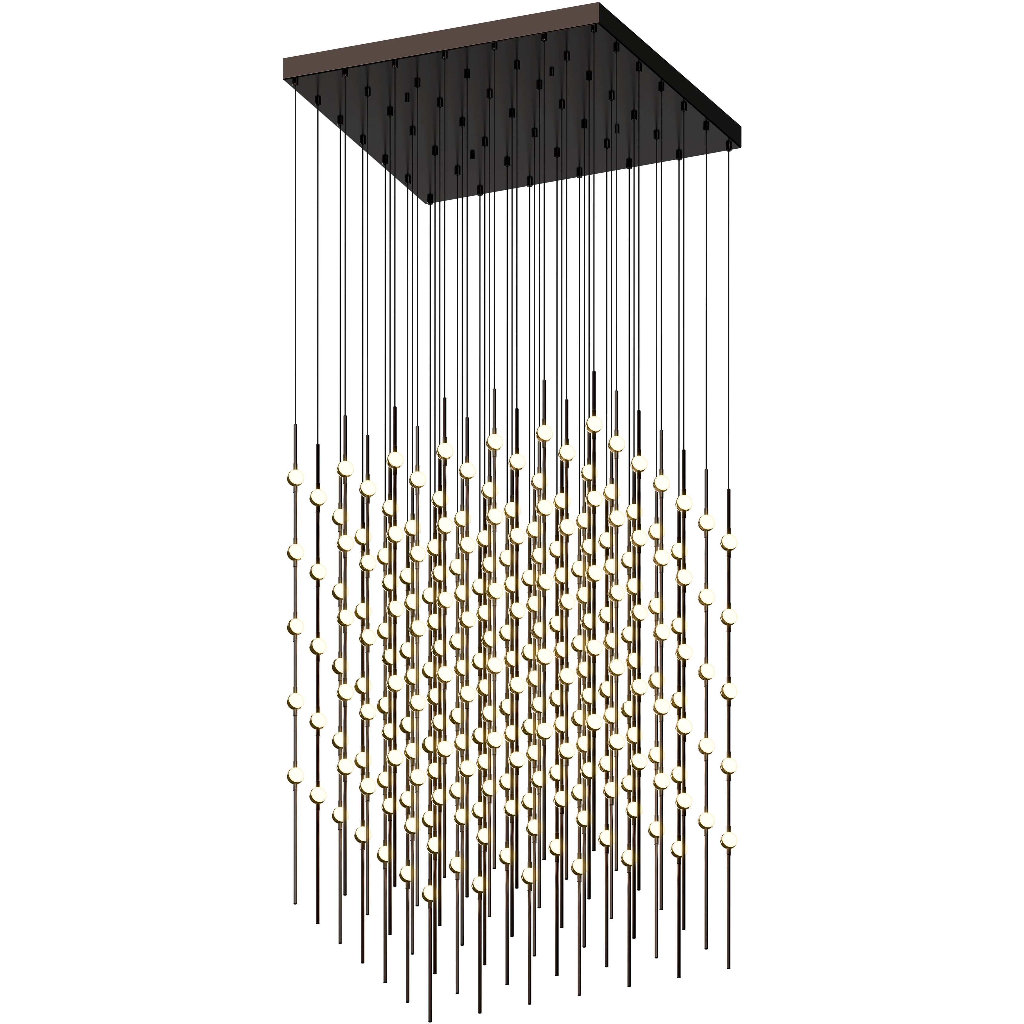 Constellation Cosmic Cube LED 30 inch Espresso Black Chandelier Ceiling Light in 2700K, White Optical Acrylic, 10 FT. Cord