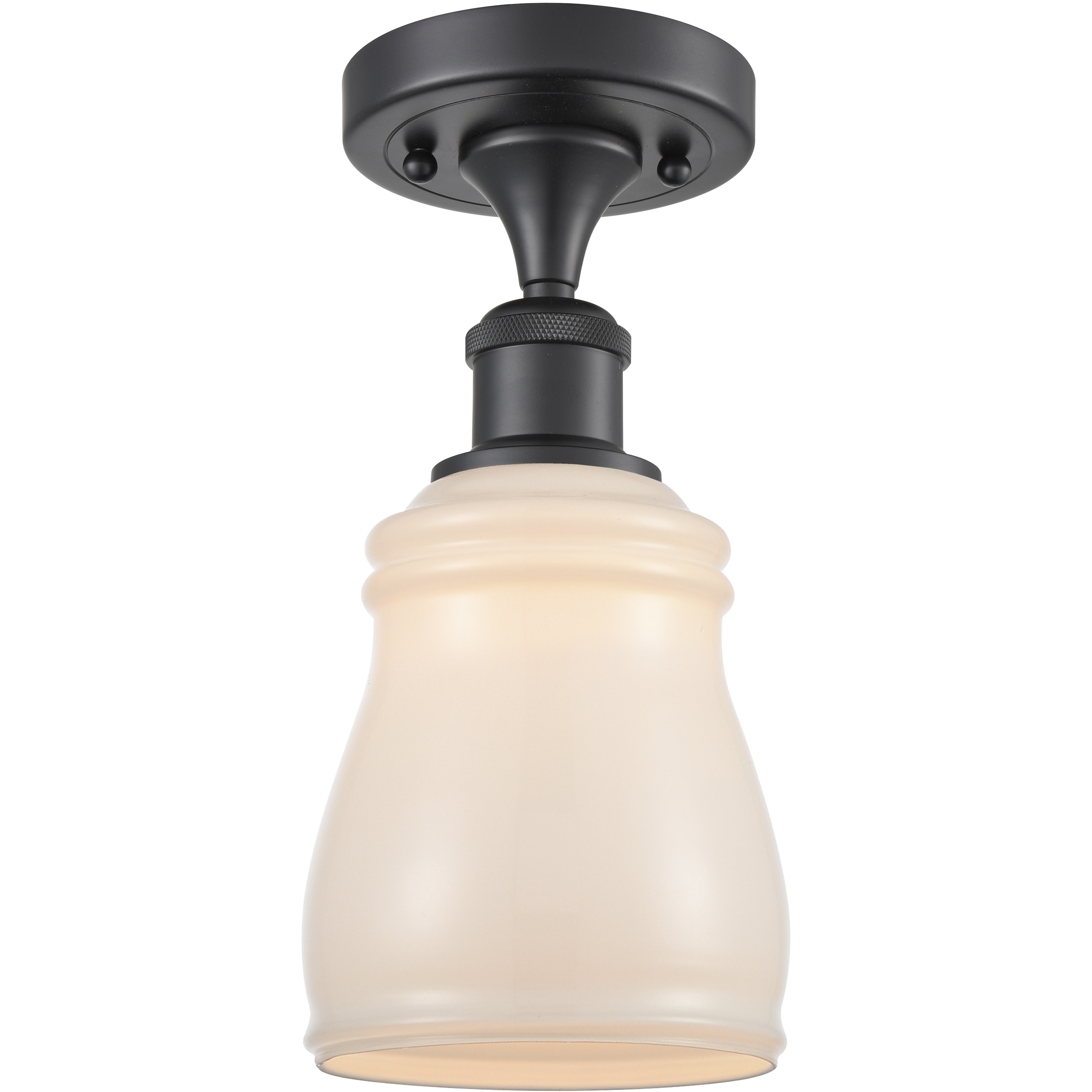 Edison Ellery 1 Light 4.75 inch Matte Black Semi-Flush Mount Ceiling Light in White Glass