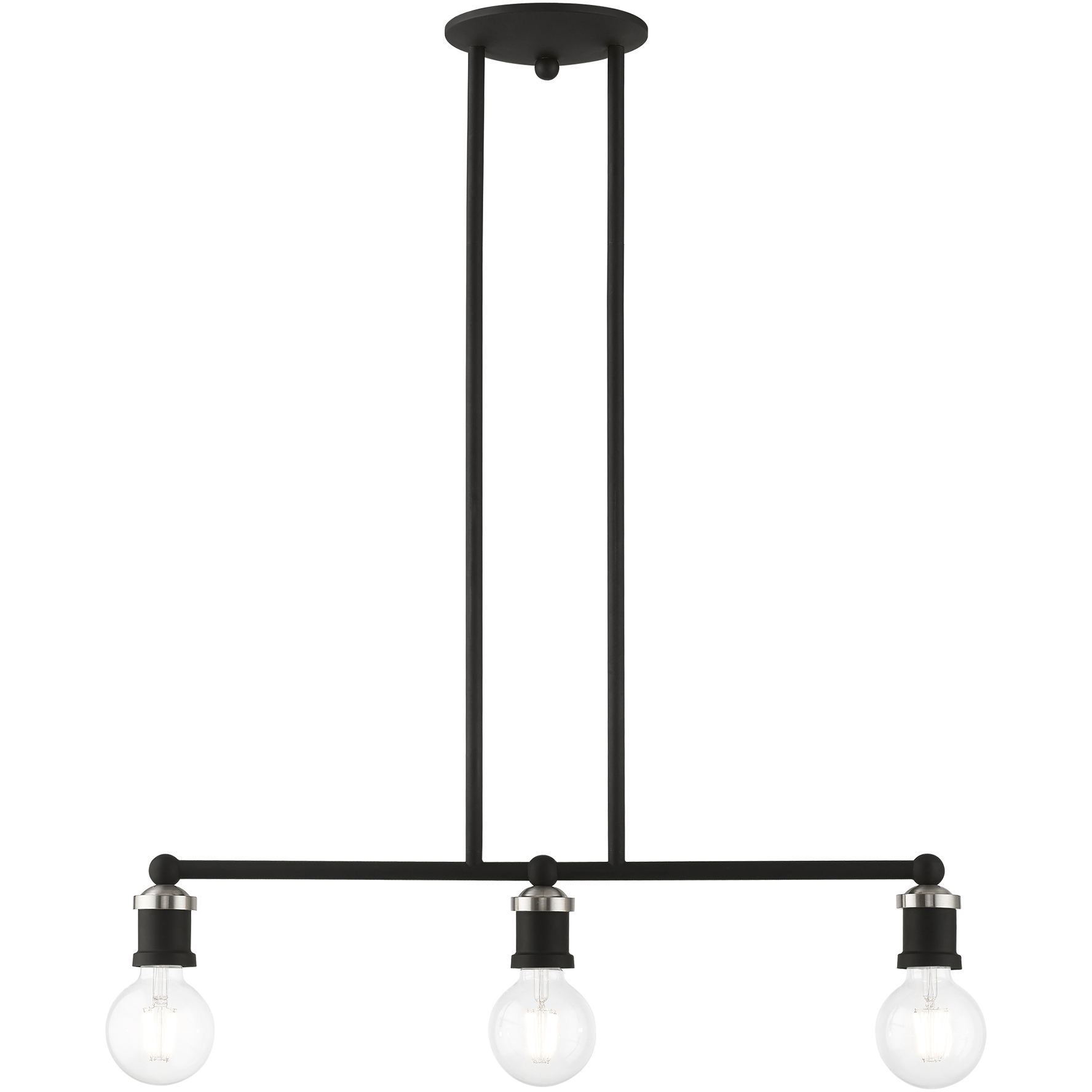 Lansdale 3 Light 24 inch Black with Brushed Nickel Accents Linear Chandelier Ceiling Light