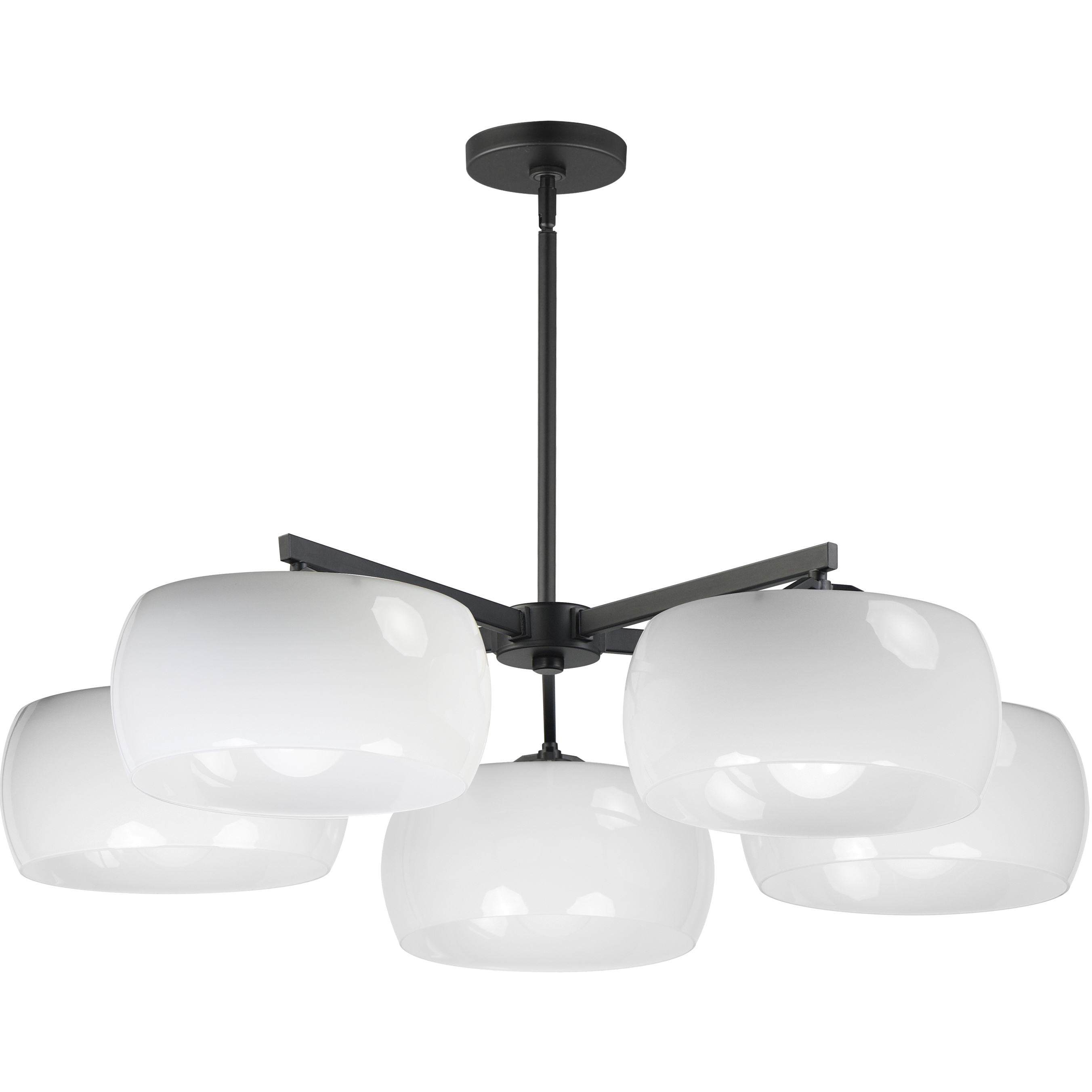 Glazed 5 Light 36 inch White and Black Chandelier Ceiling Light
