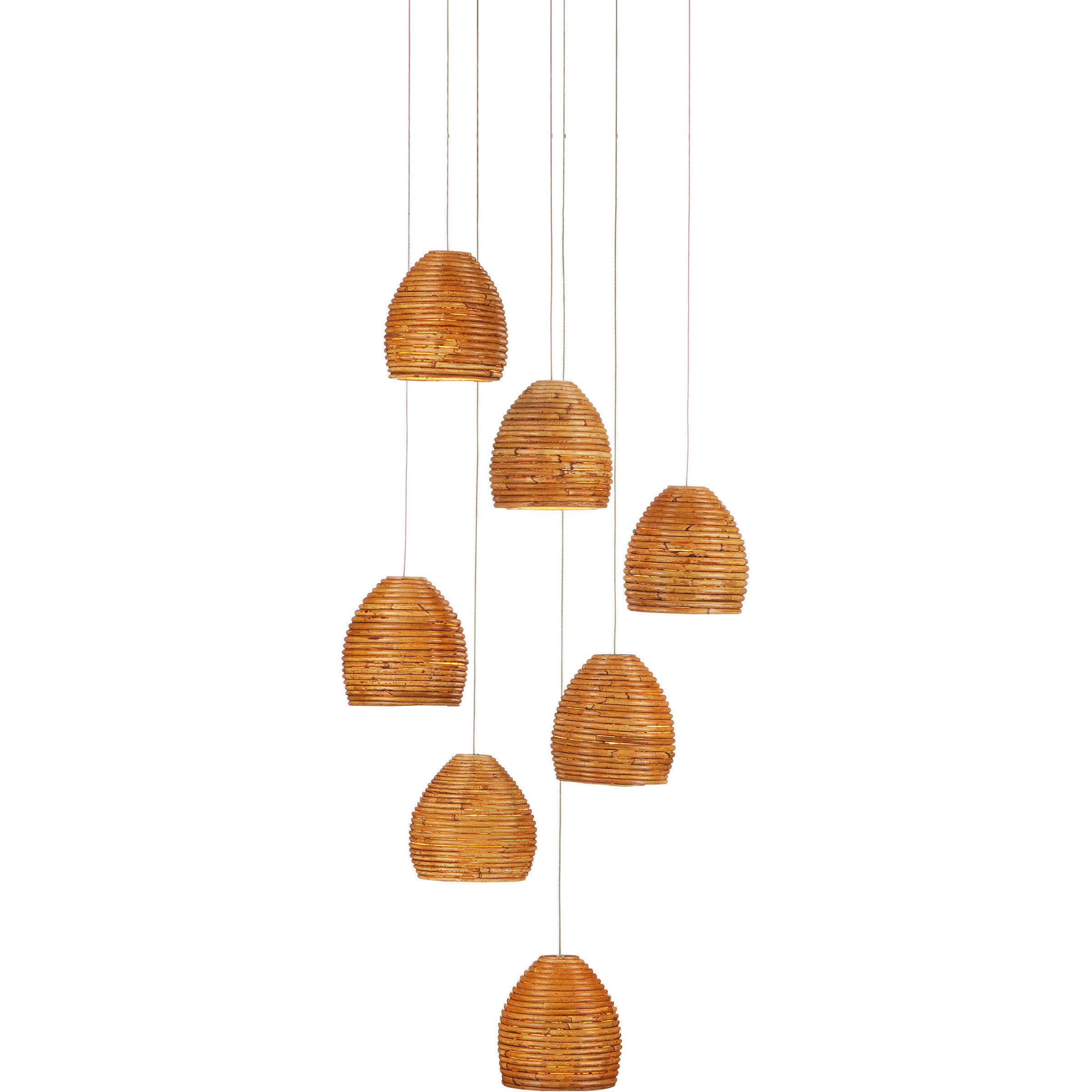 Beehive 7 Light 17 inch Silver Multi-Drop Pendant Ceiling Light
