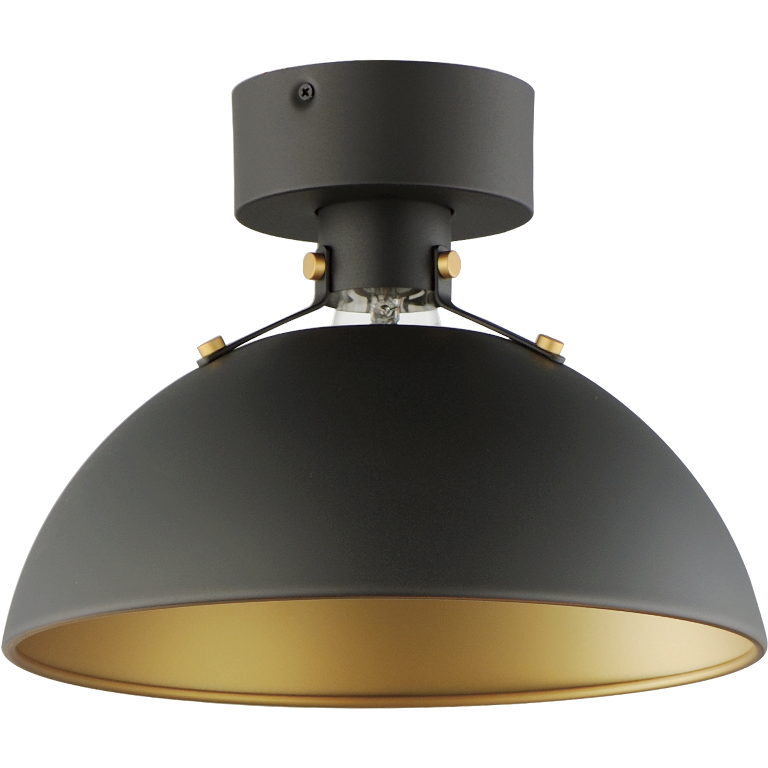 Dawn 1 Light 12 inch Antique Brass and Black Semi-Flush Mount Ceiling Light