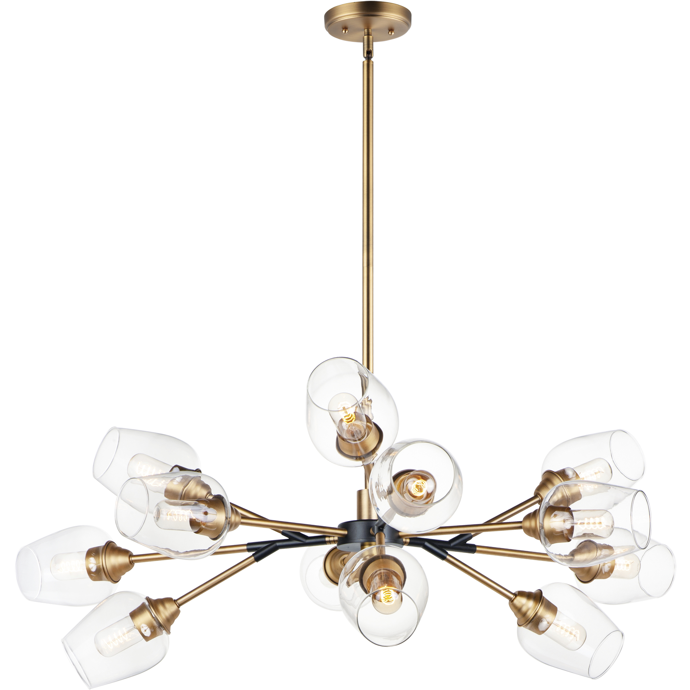 Savvy LED 46.25 inch Antique Brass and Black Chandelier Ceiling Light