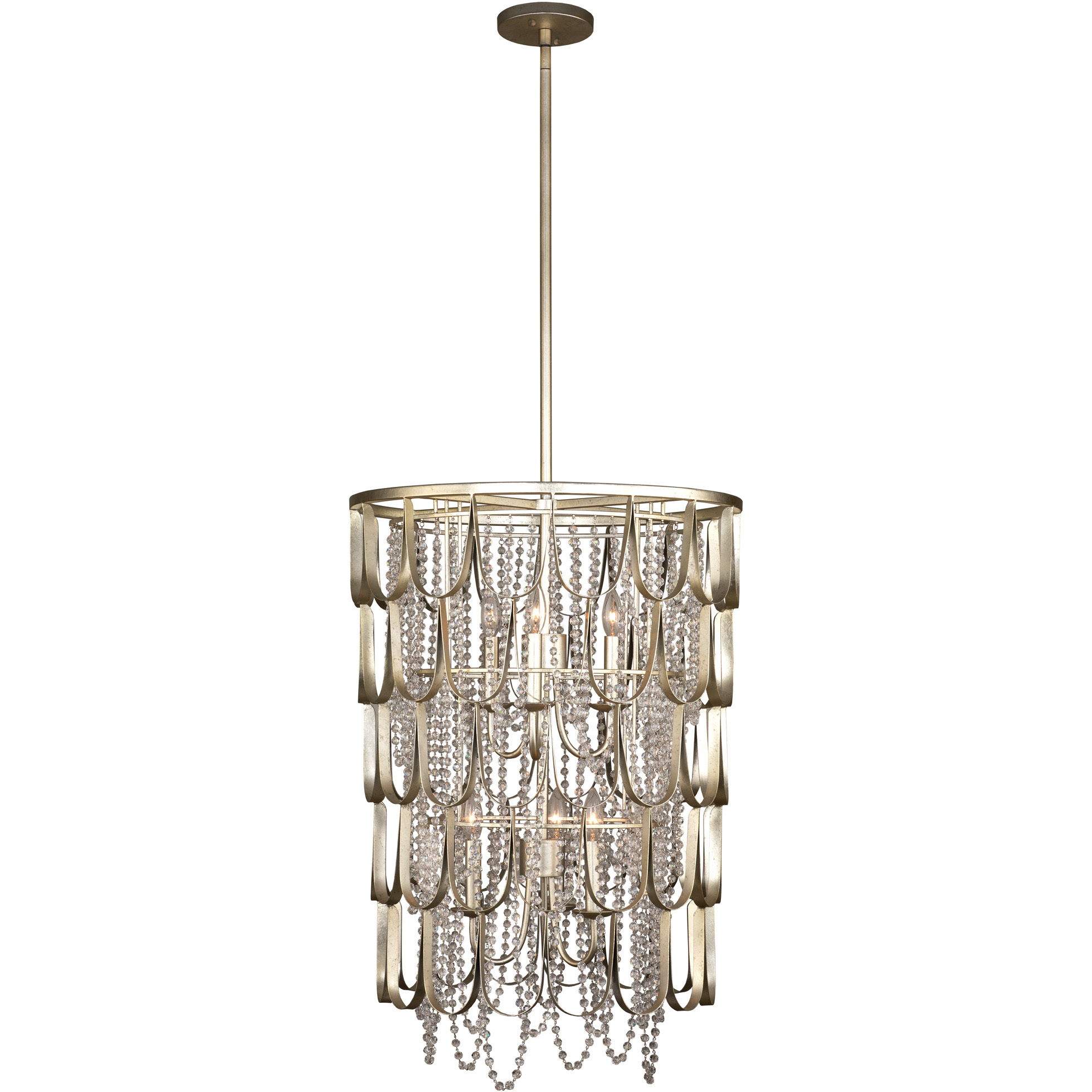 Dulce 6 Light 22 inch Champagne Silver Leaf Foyer Light Ceiling Light