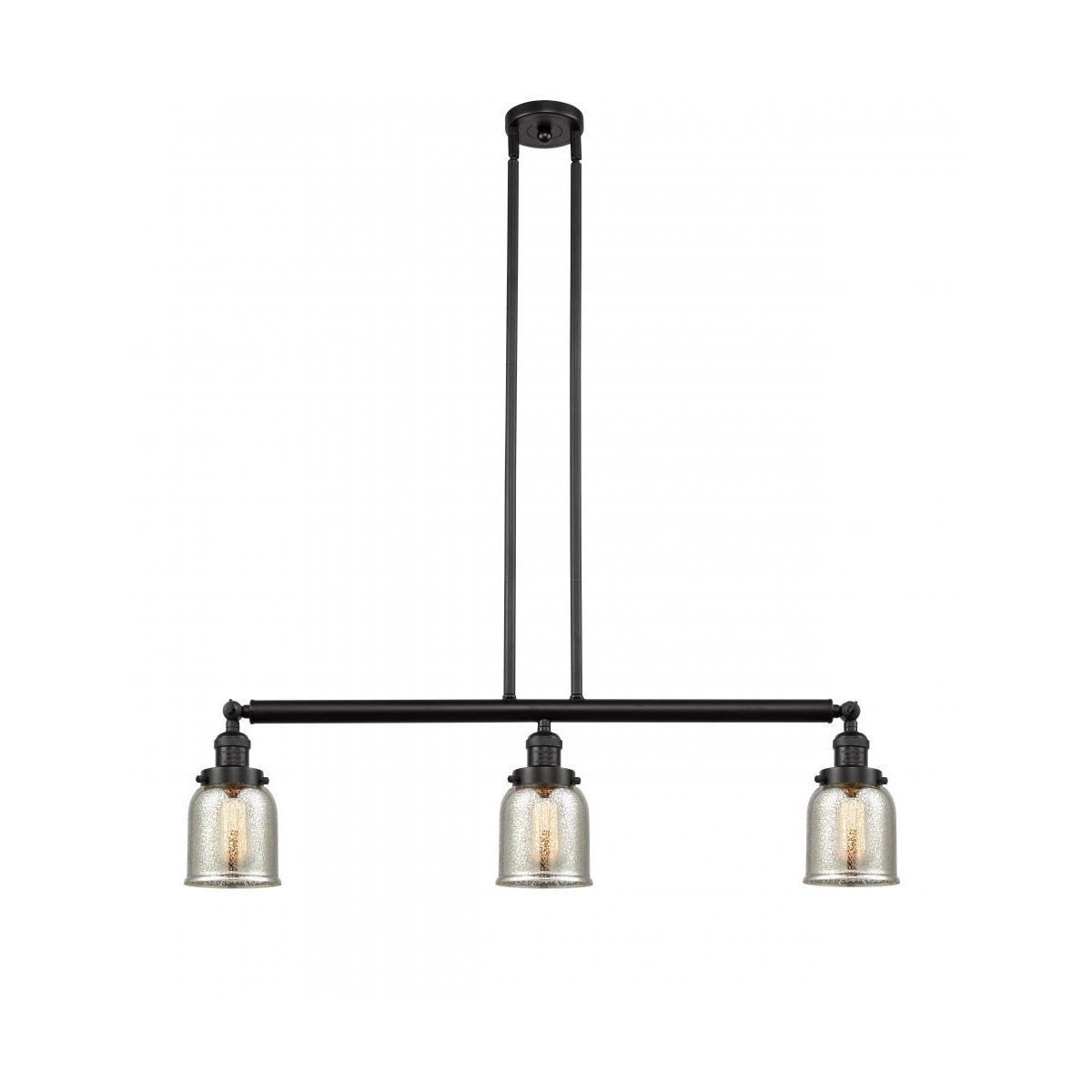 Franklin Restoration Small Bell 3 Light 38 inch Oil Rubbed Bronze Island Light Ceiling Light in Silver Plated Mercury Glass, Franklin Restoration