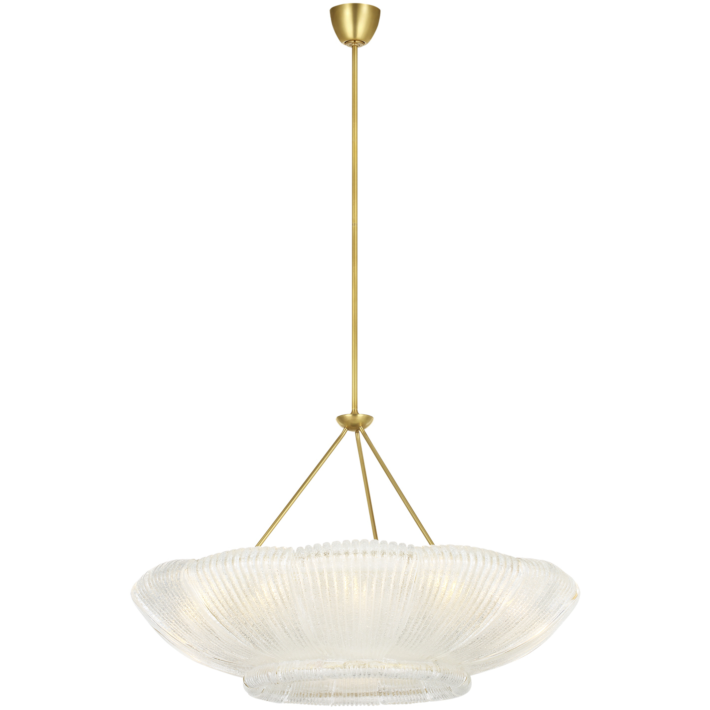 AERIN Claude LED 37.75 inch Hand-Rubbed Antique Brass Chandelier Ceiling Light in Clear Graniglia Glass