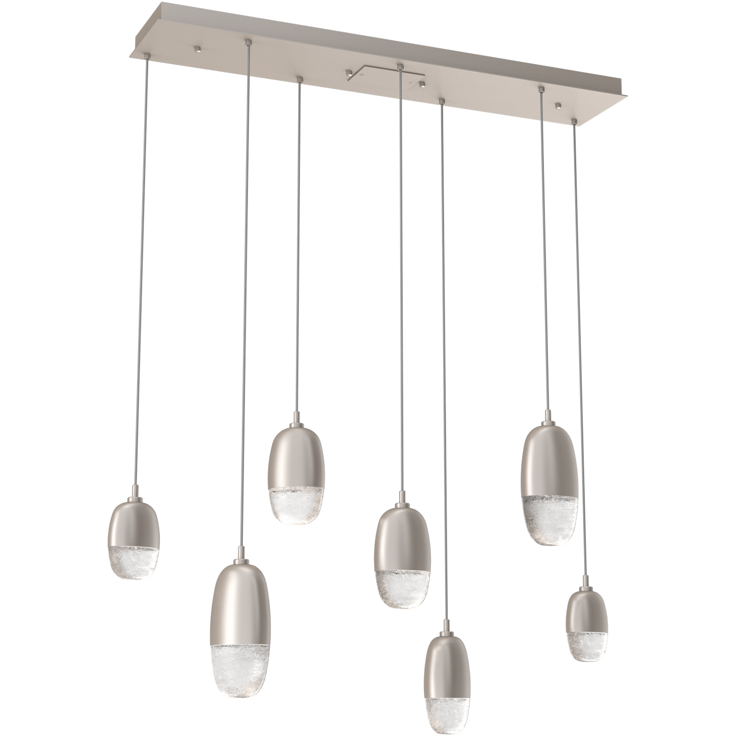 Pebble LED Beige Silver Linear Pendant Ceiling Light in 2700K LED, Multiport