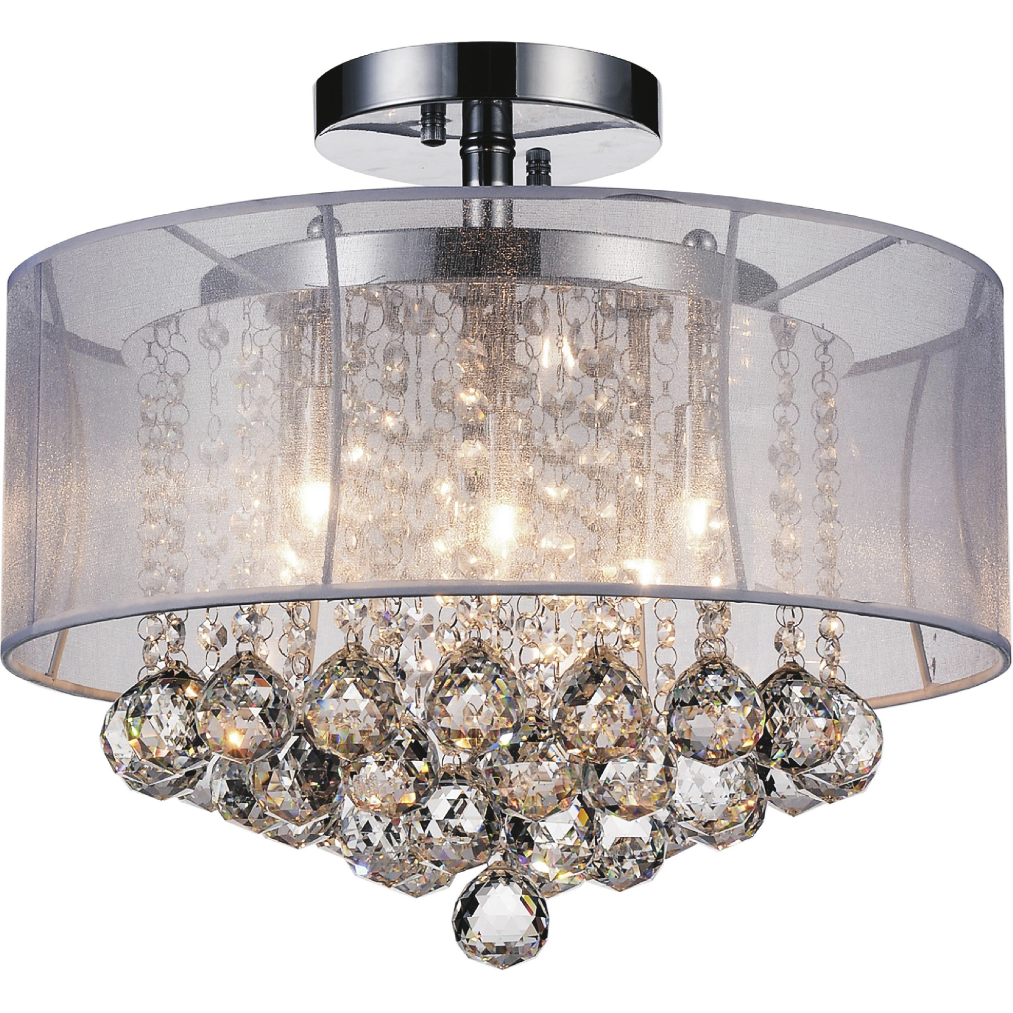 Radiant 6 Light 16 inch Chrome Drum Shade Flush Mount Ceiling Light in White