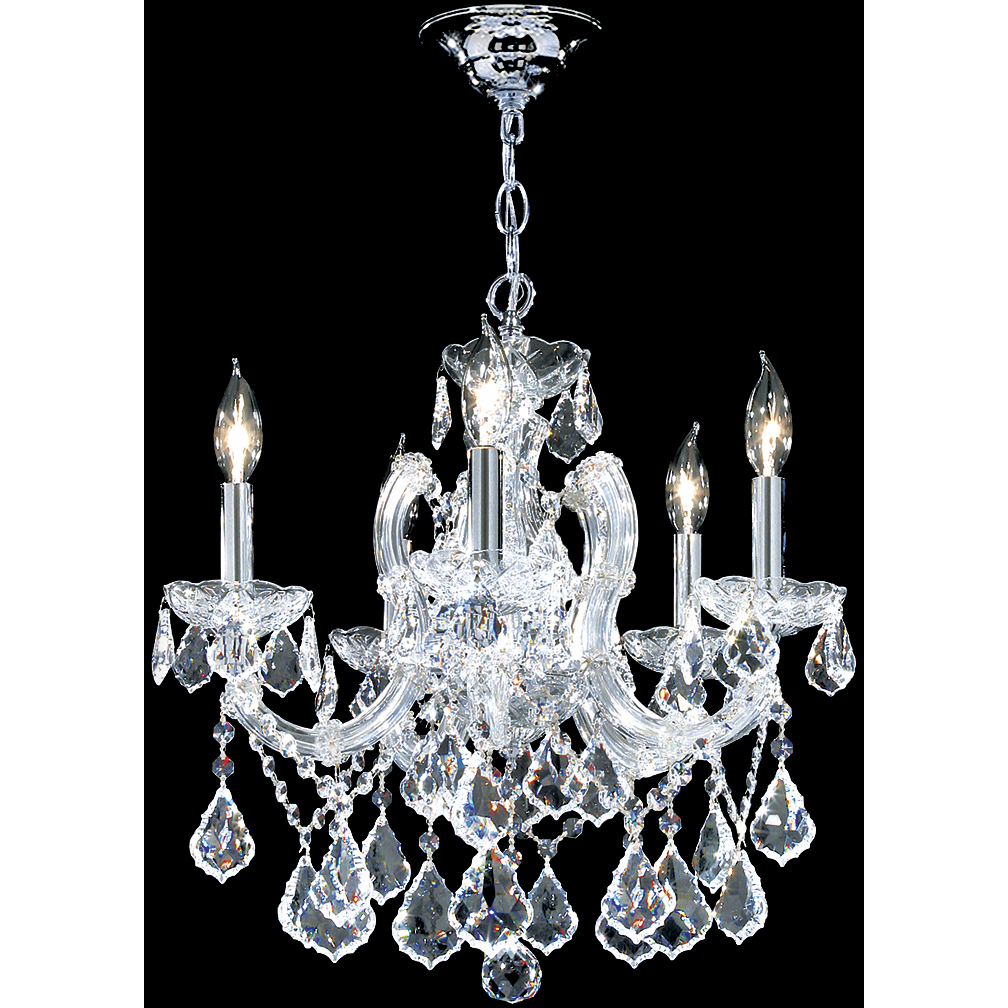 Maria Theresa Grand 5 Light 18 inch Silver Crystal Chandelier Ceiling Light, Grand