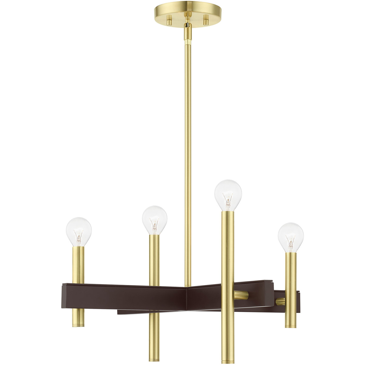 Denmark 4 Light 20 inch Satin Brass with Bronze Accents Small Chandelier Ceiling Light