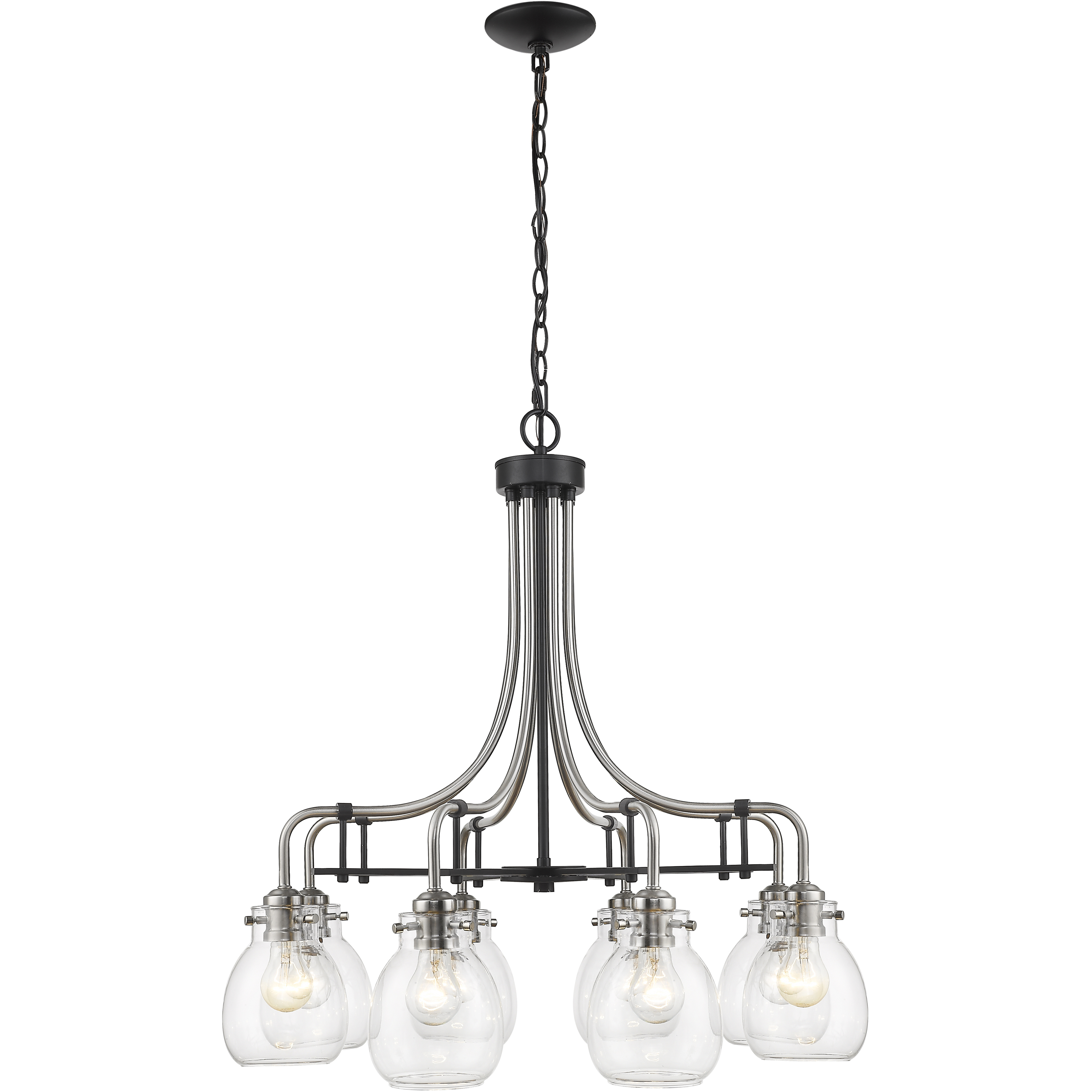 Kraken 8 Light 28 inch Matte Black and Brushed Nickel Chandelier Ceiling Light
