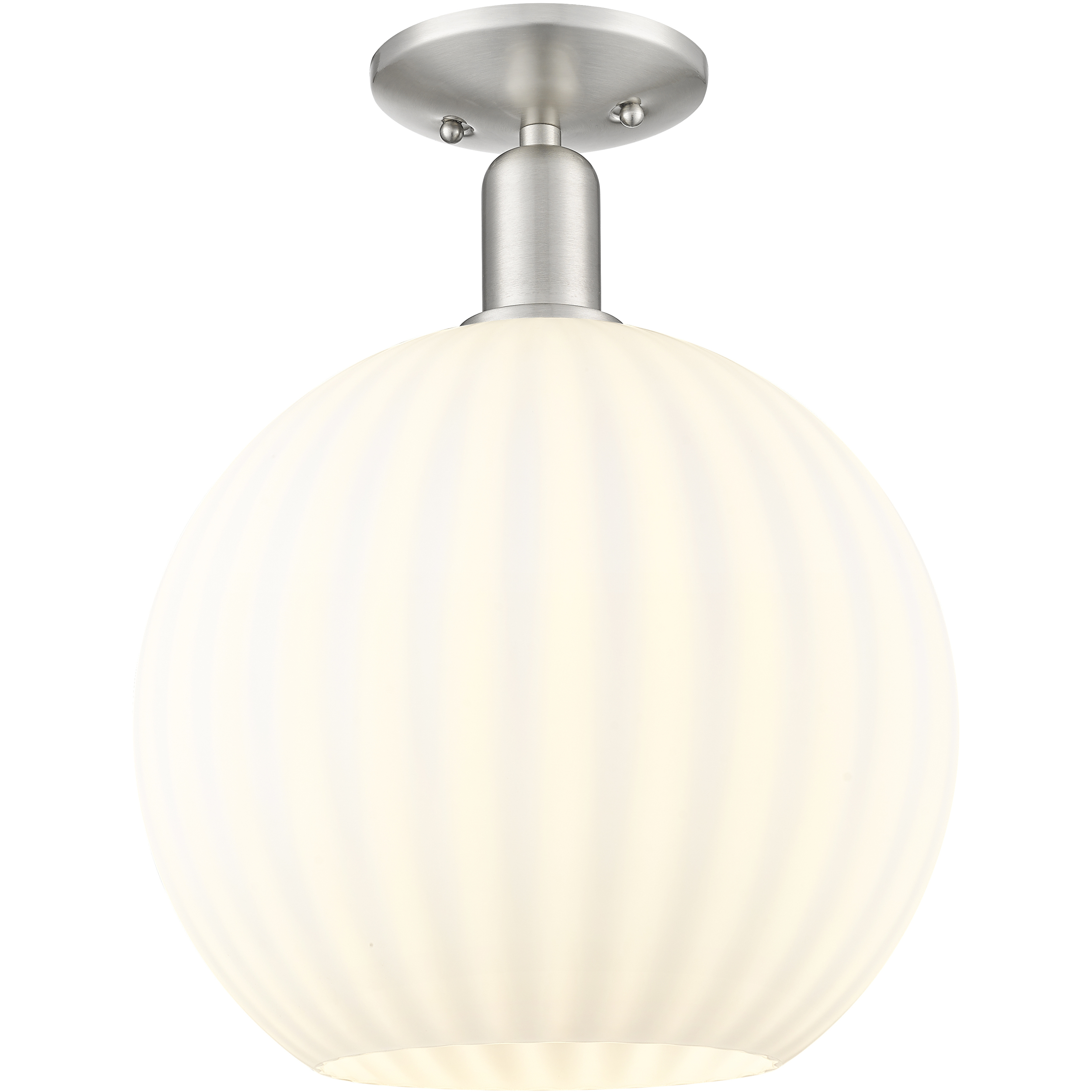Arcadia White Venetian 1 Light 12 inch Brushed Satin Nickel Semi-Flush Mount Ceiling Light