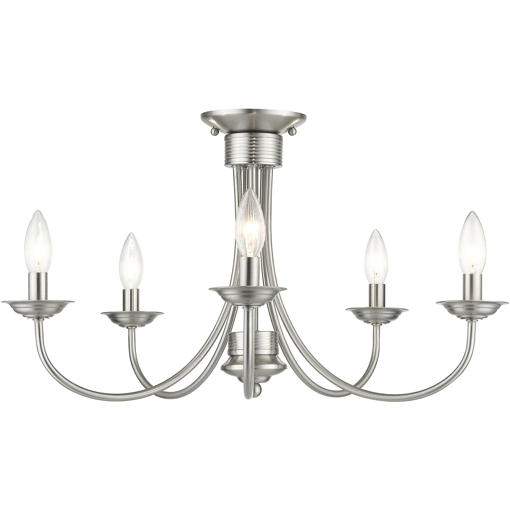 Estate 5 Light 24 inch Brushed Nickel Semi Flush Mount Ceiling Light, Large
