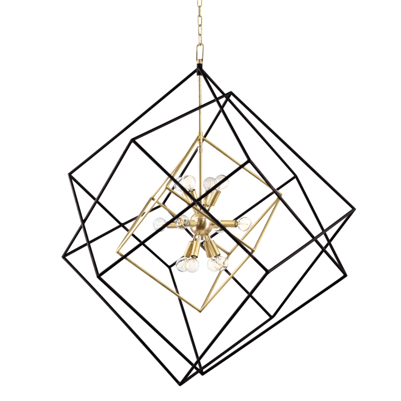 Roundout 12 Light 34 inch Aged Brass Pendant Ceiling Light