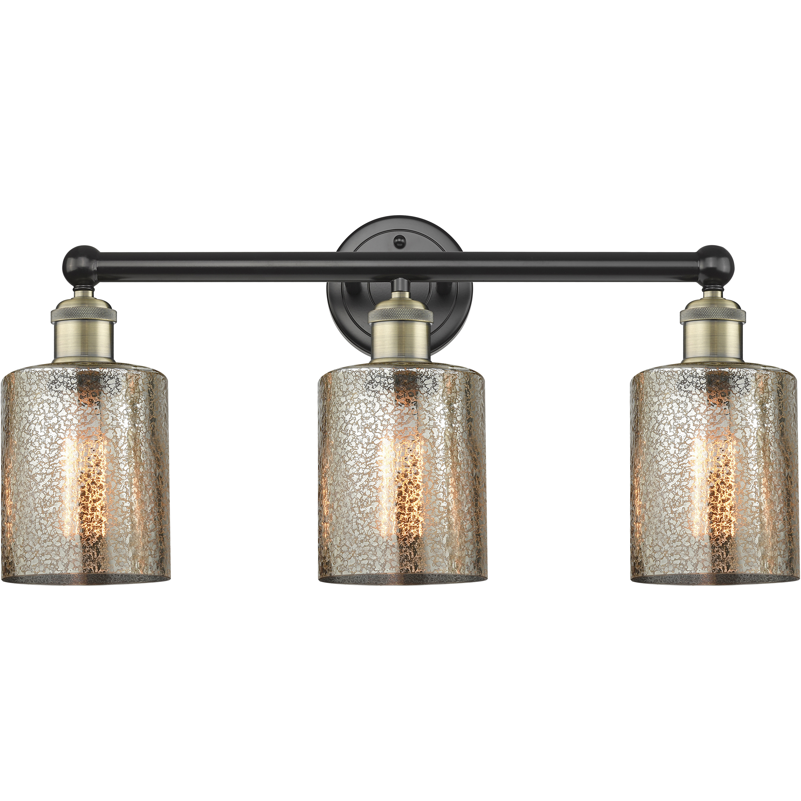 Cobbleskill 3 Light 23 inch Black Antique Brass Bath Vanity Light Wall Light in Mercury