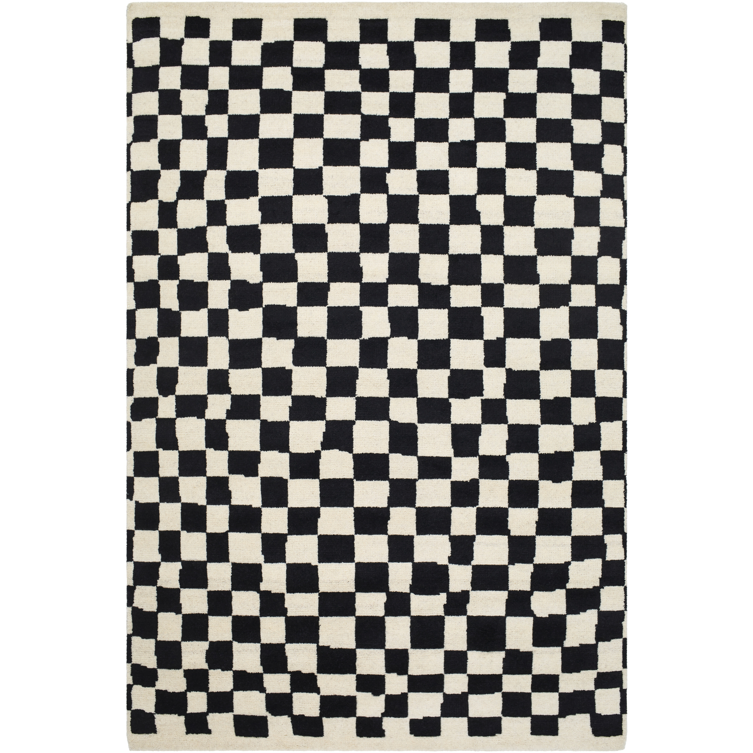 Damier 144 X 108 inch Ivory / Black Handmade Rug in 9 x 12