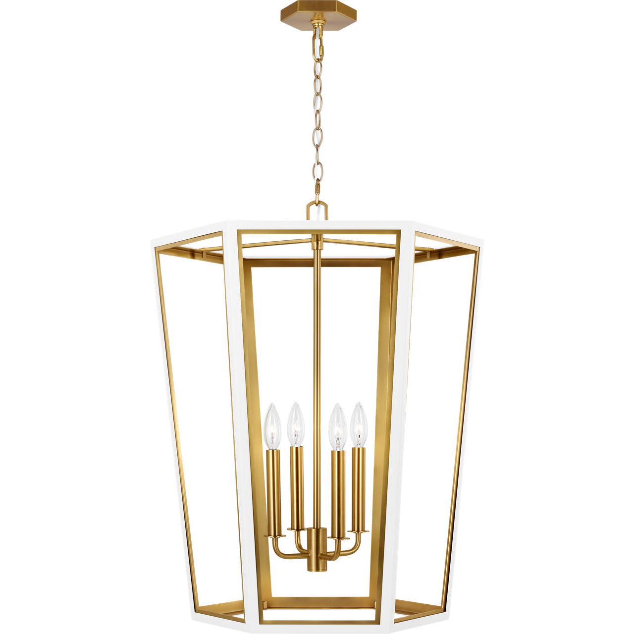 AH by Alexa Hampton Curt 4 Light 21.38 inch Matte White Lantern Chandelier Ceiling Light