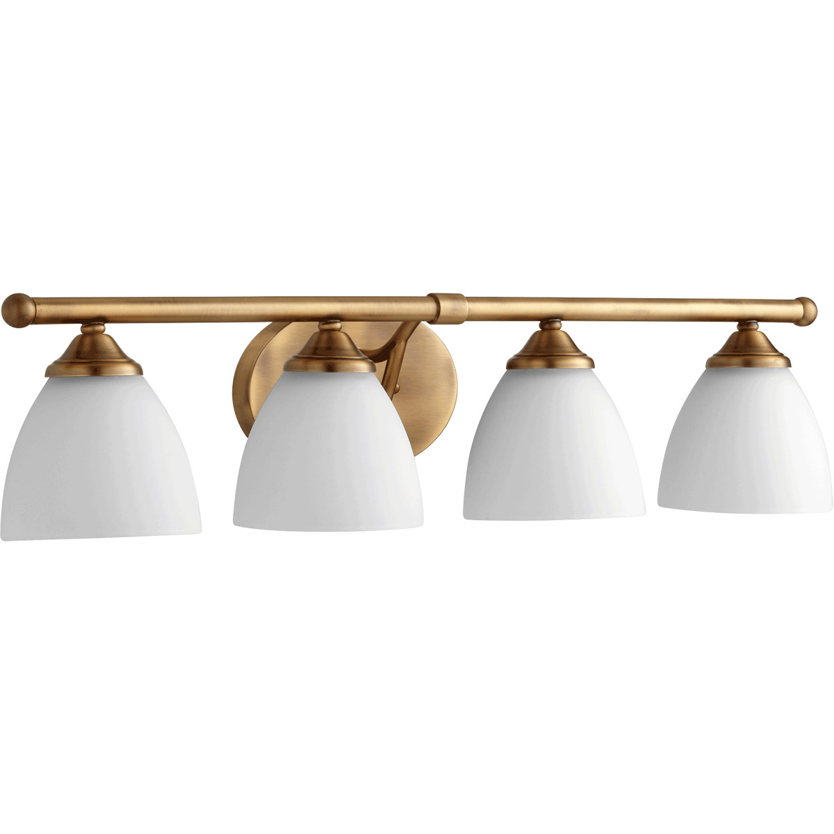 Brooks 4 Light 29.25 inch Aged Brass Vanity Light Wall Light, Satin Opal
