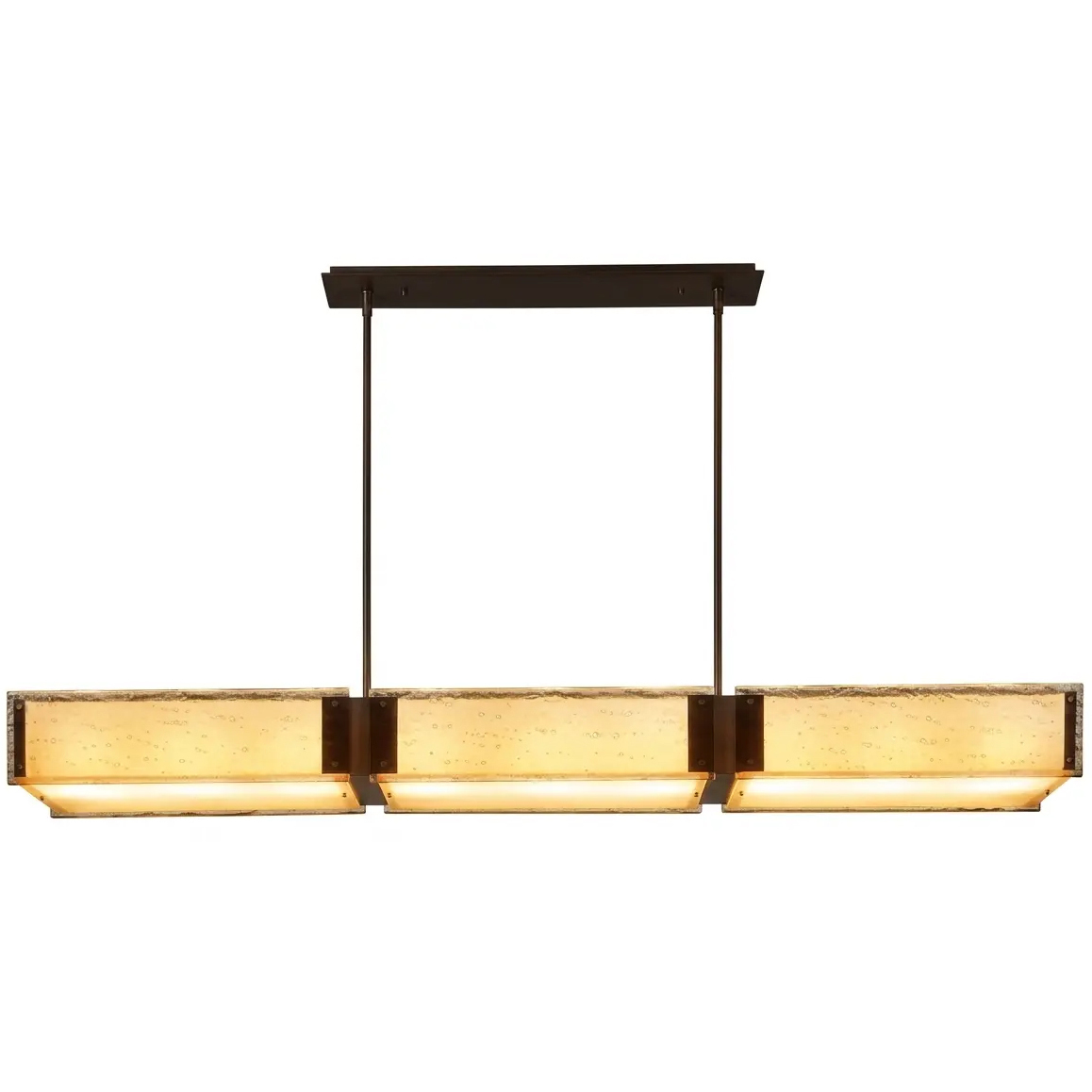 Textured Glass LED 67.2 inch Novel Brass Linear Chandelier Ceiling Light