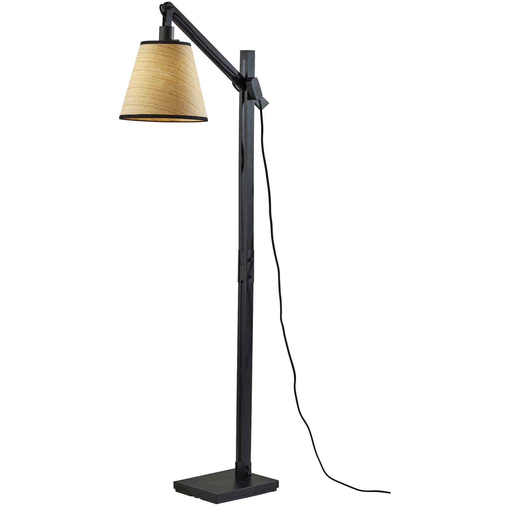 Walden 53 inch 100.00 watt Black Metal and Black Wood Floor Lamp Portable Light