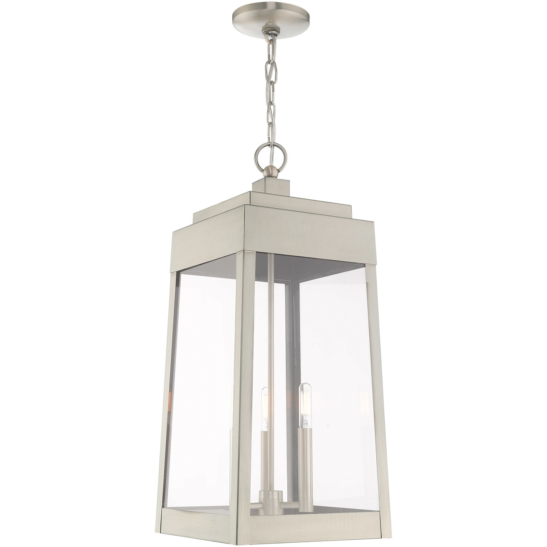 Oslo 3 Light 10.5 inch Brushed Nickel Outdoor Pendant Lantern