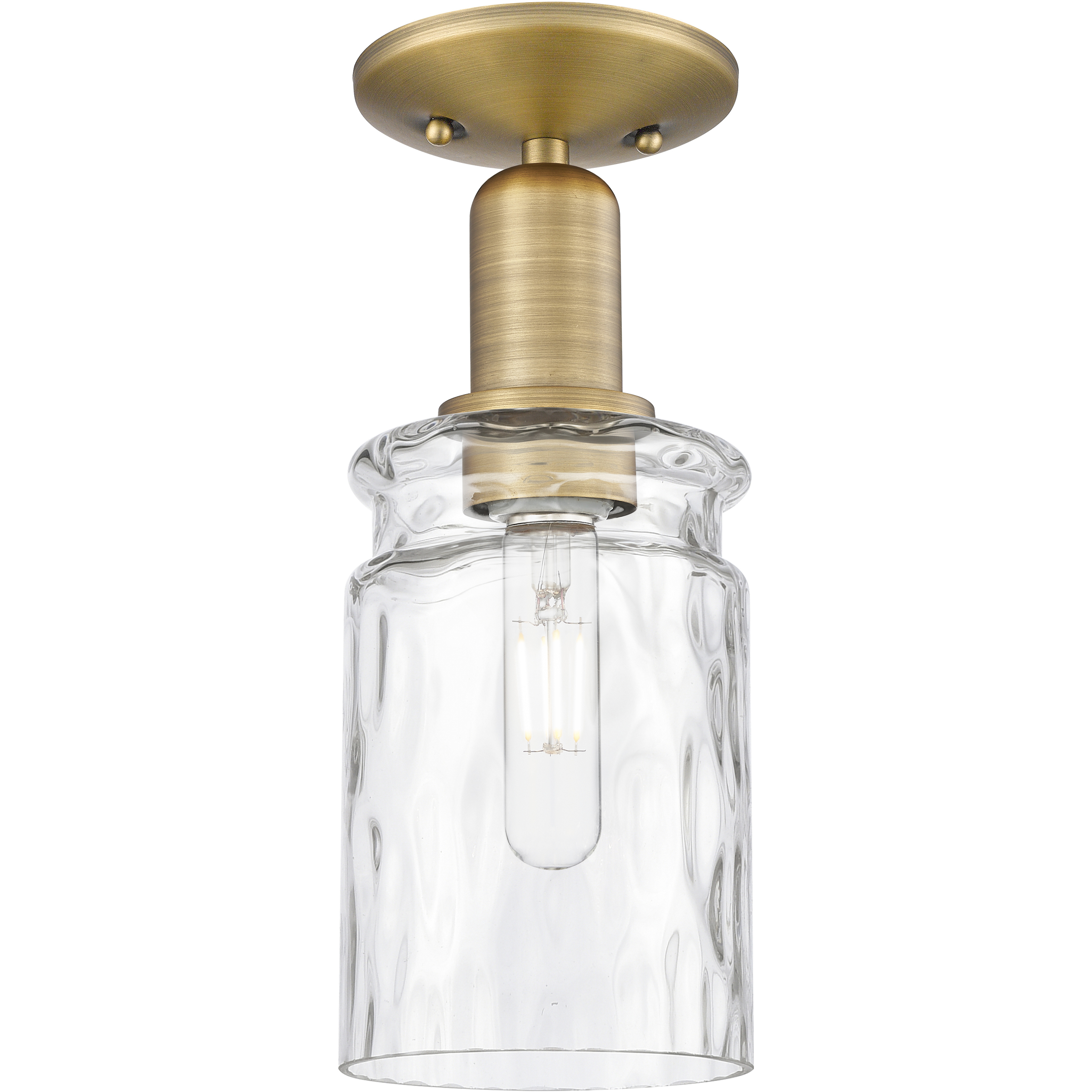 Arcadia Candor 1 Light 4.88 inch Brushed Brass Semi-Flush Mount Ceiling Light