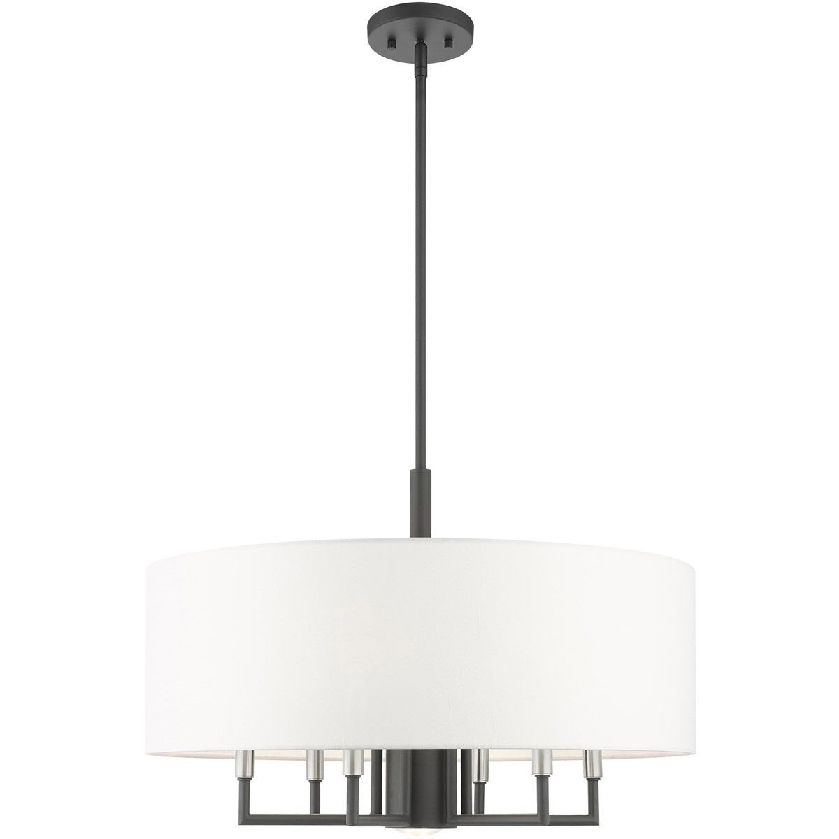 Meridian 7 Light 24 inch Scandinavian Gray with Brushed Nickel Accents Pendant Chandelier Ceiling Light