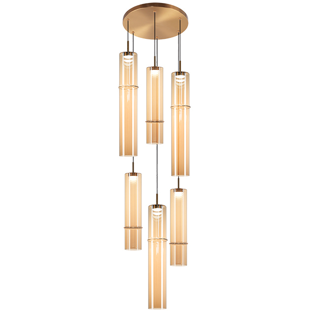 Bambu LED 13.38 inch Aged Gold Brass and Amber Pendant Ceiling Light