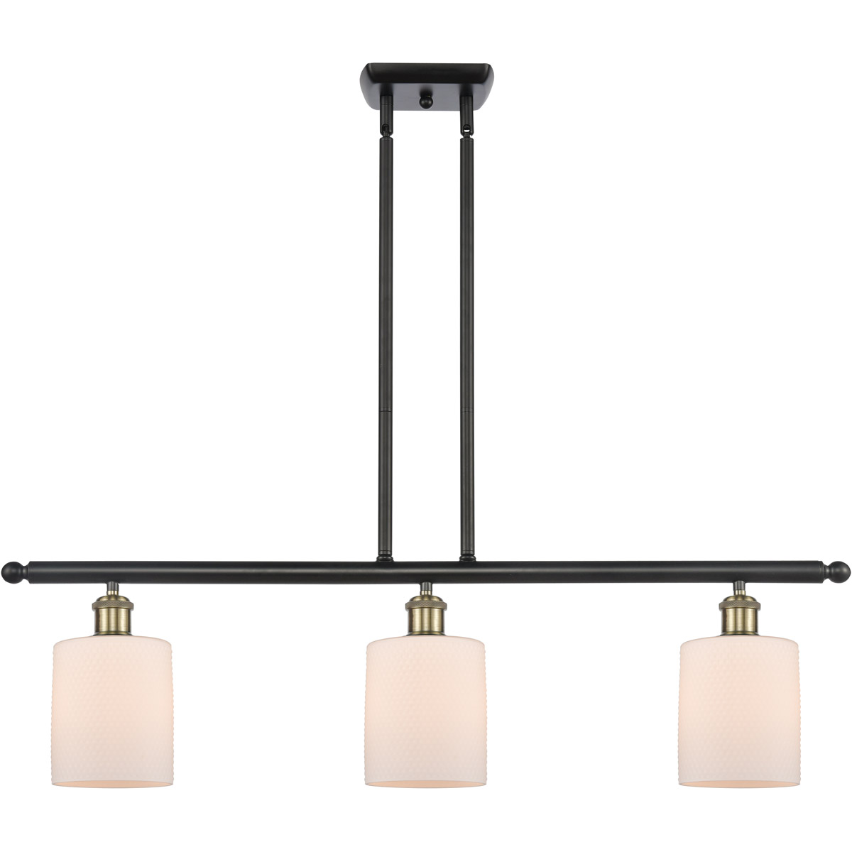 Ballston Cobbleskill LED 36 inch Black Antique Brass Island Light Ceiling Light in Matte White Glass, Ballston