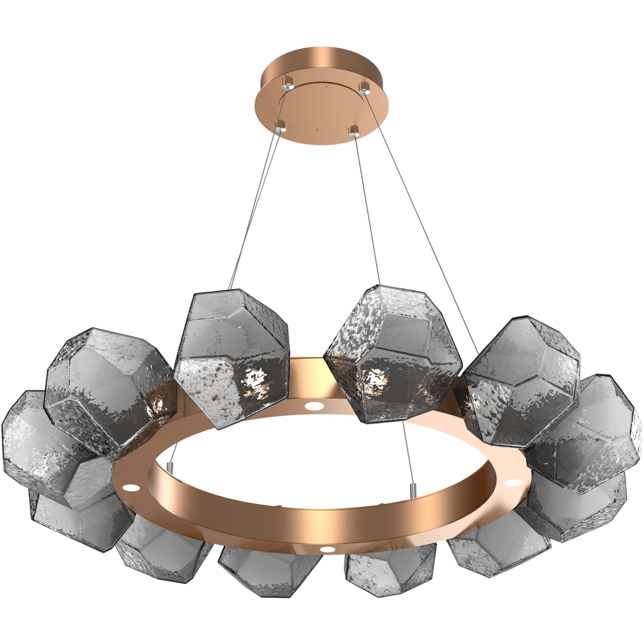 Gem LED 36 inch Novel Brass Chandelier Ceiling Light in Smoke, 2700K LED, Radial Ring