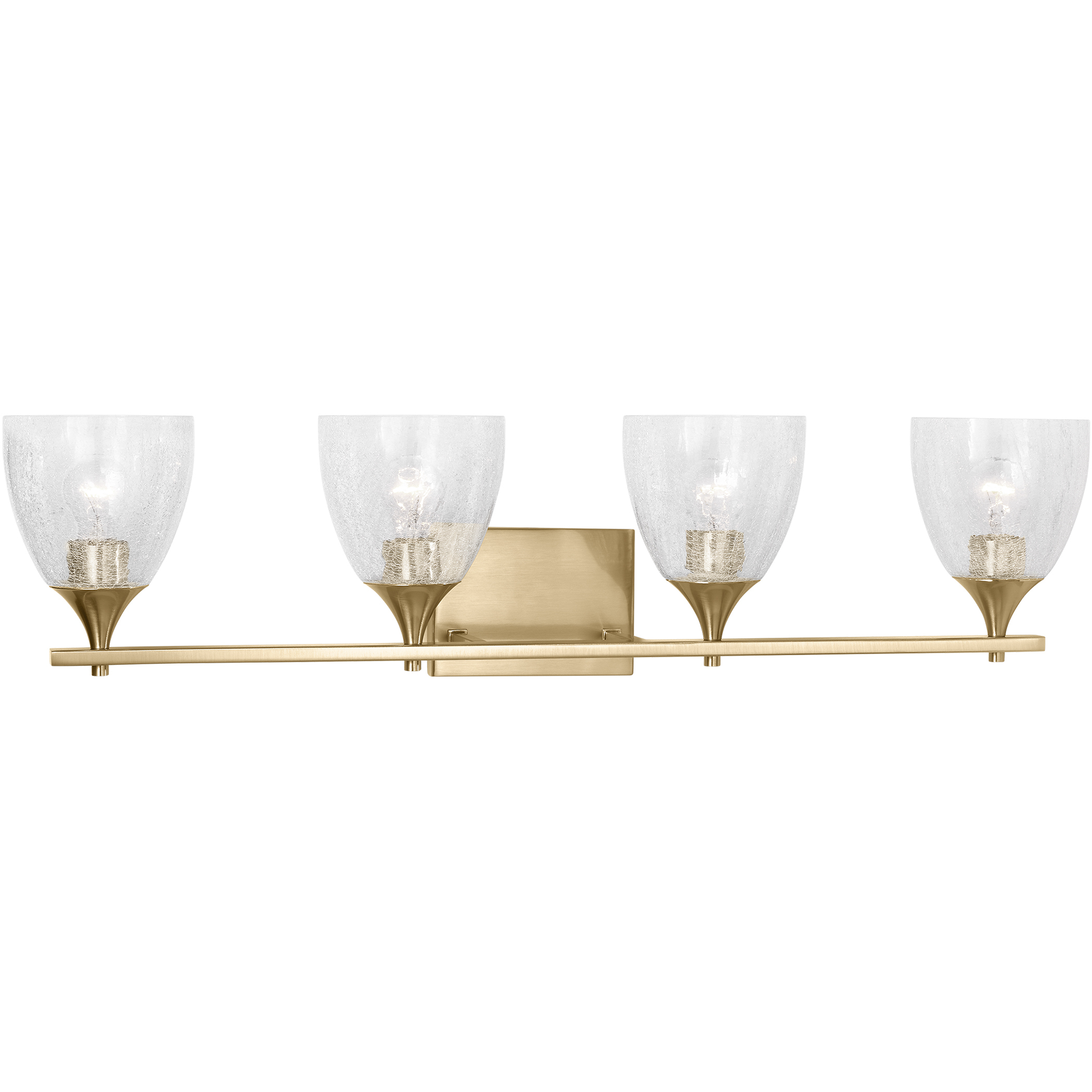 Drew & Jonathan Toffino 4 Light 36 inch Satin Brass Vanity Light Wall Light in Clear Crackle Glass