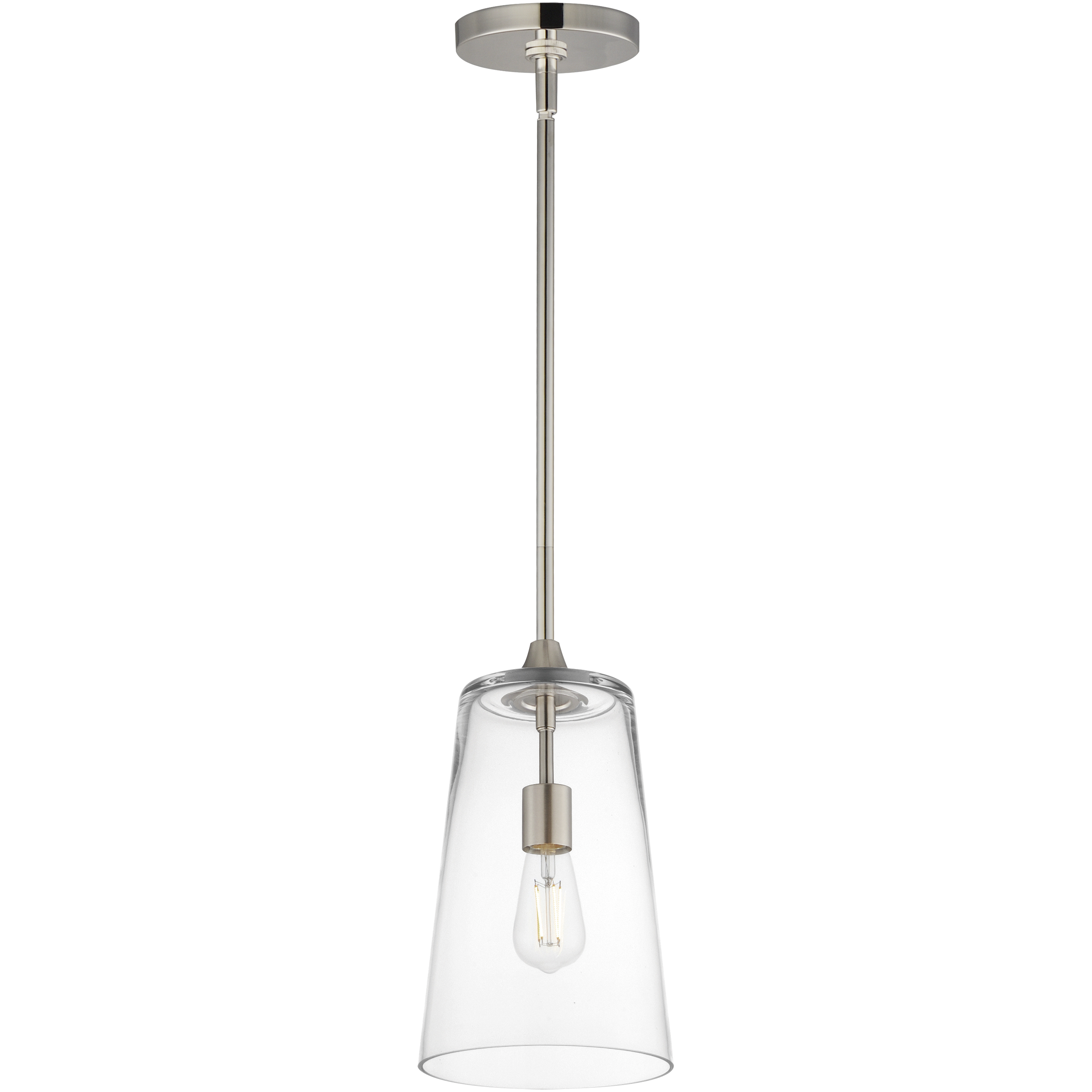 Hudson 1 Light 7.75 inch Satin Nickel Single Pendant Ceiling Light in Clear