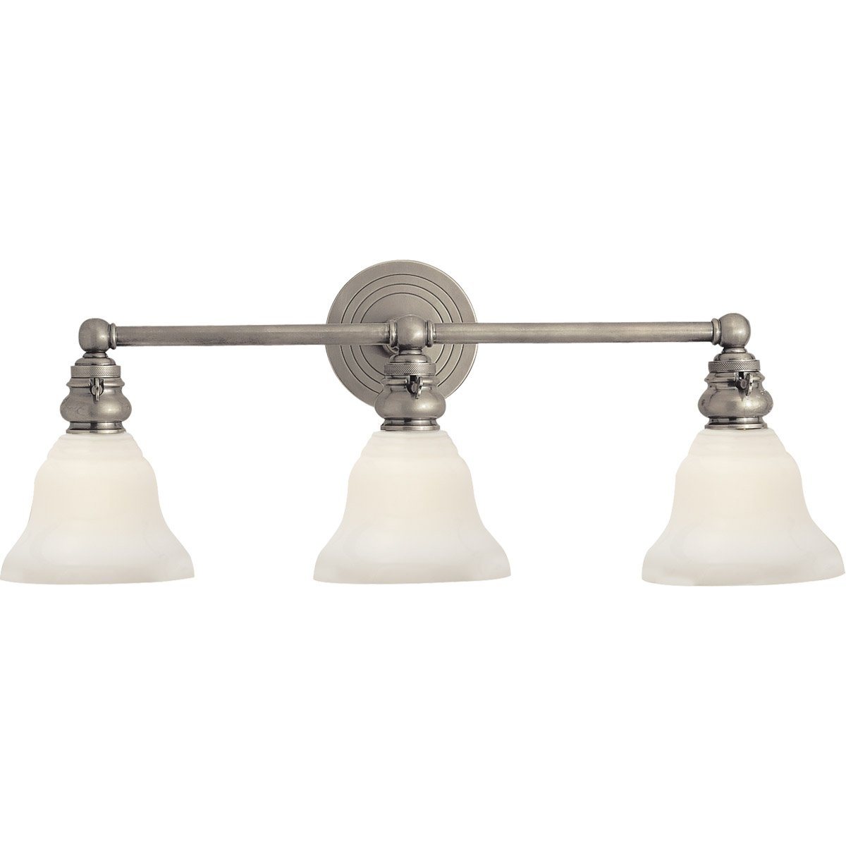 Chapman & Myers Boston 3 Light 23 inch Antique Nickel Triple Bath Light Wall Light in White