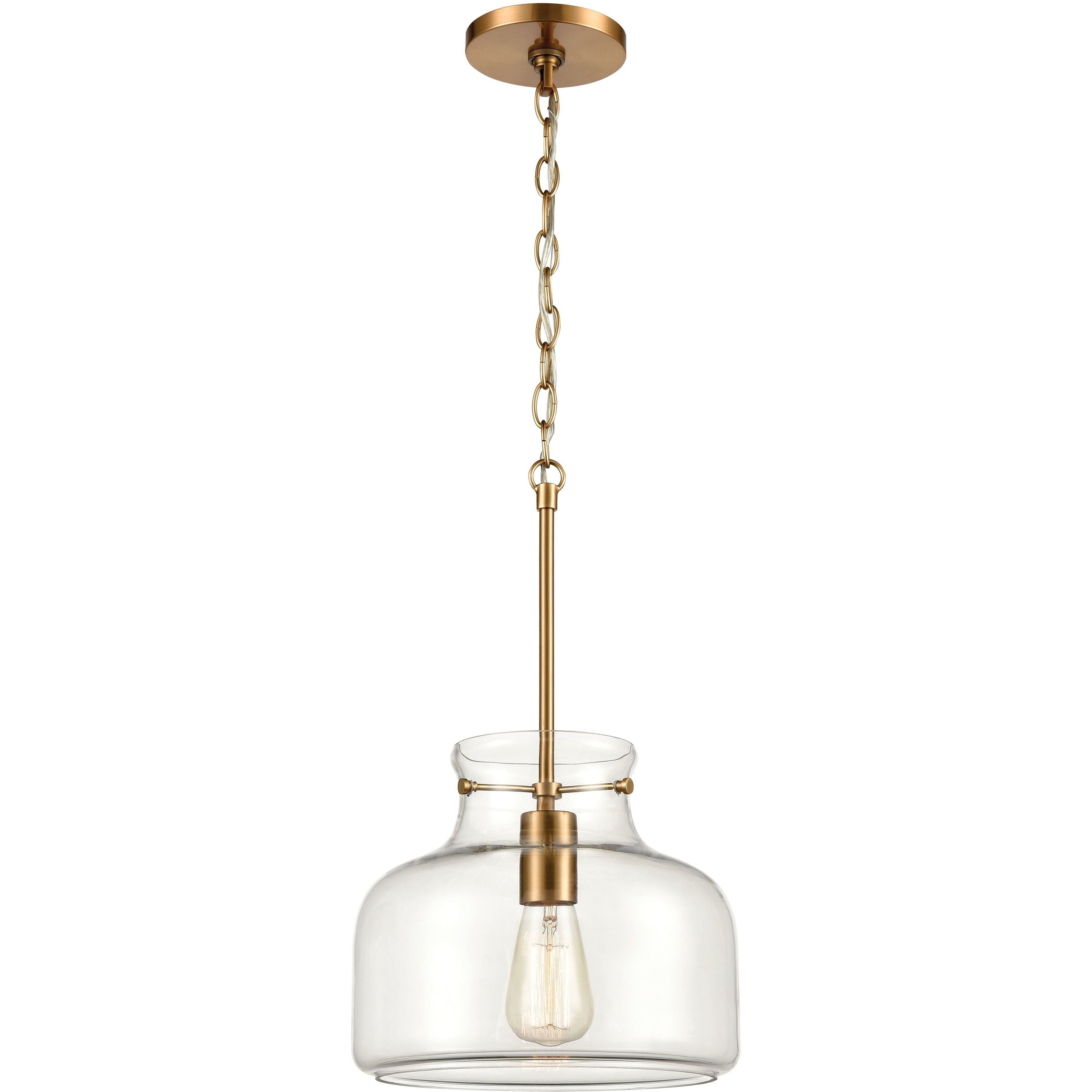 Lola 1 Light 11 inch Satin Brass Pendant Ceiling Light