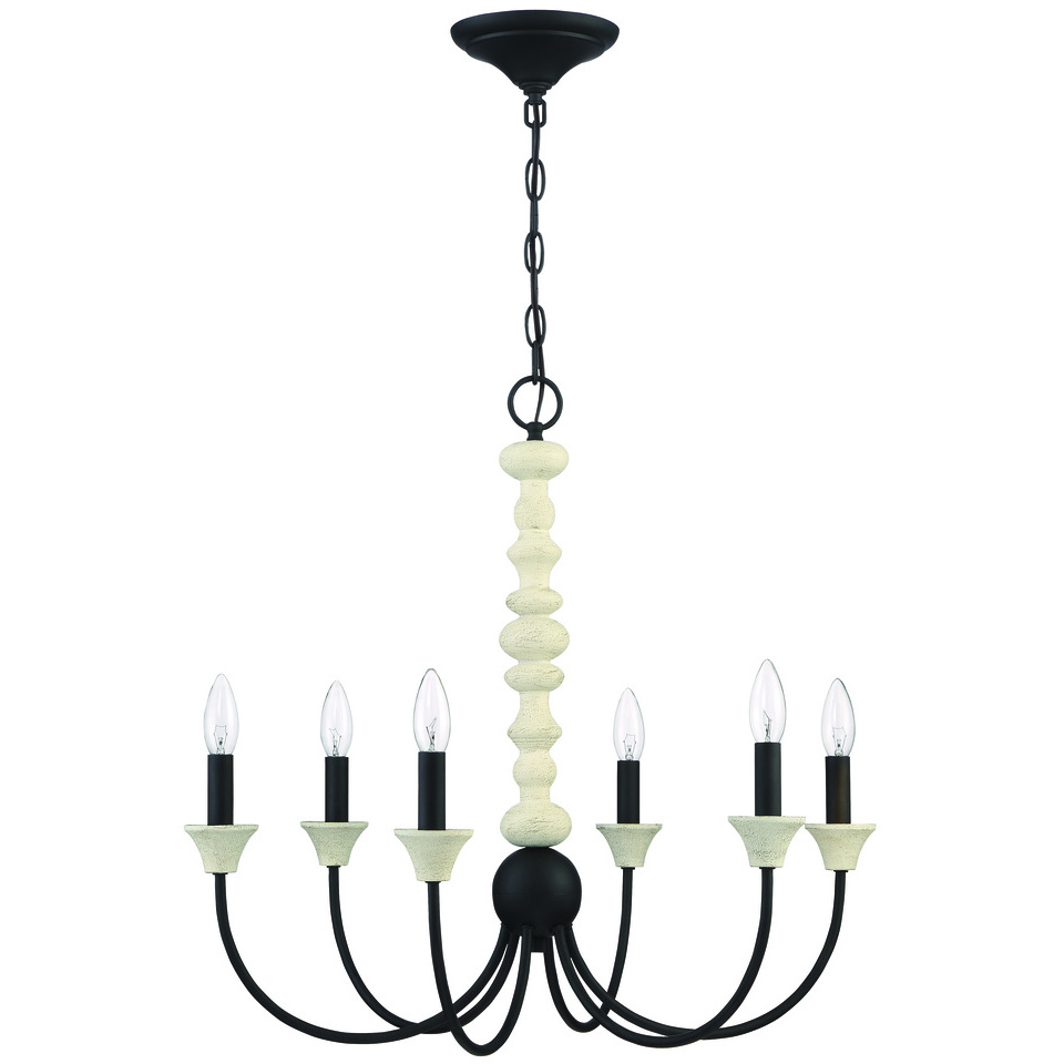 Meadow Place 6 Light 24 inch Cottage White/Espresso Chandelier Ceiling Light