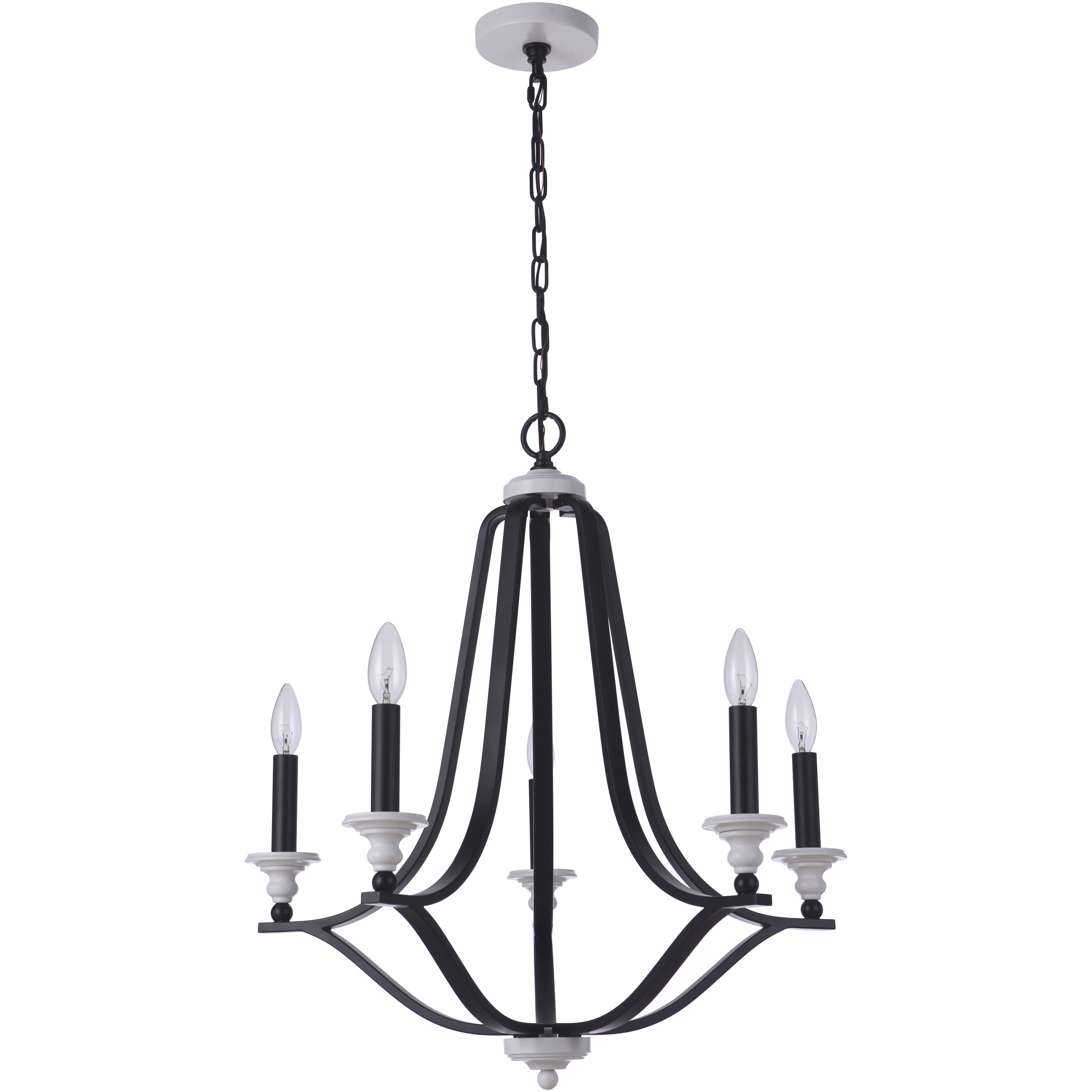 Esme 5 Light 24.61 inch Flat Black and Matte White Chandelier Ceiling Light