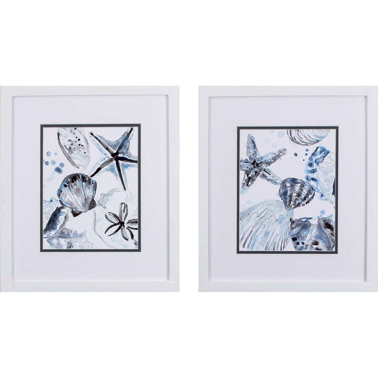 Cerulean Seashells Blue and Gray Framed Art, Propac
