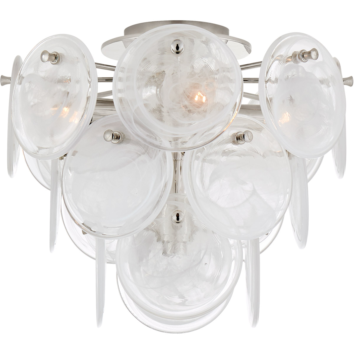 AERIN Loire 4 Light 14.5 inch Polished Nickel Flush Mount Ceiling Light in White Strie Glass, Medium