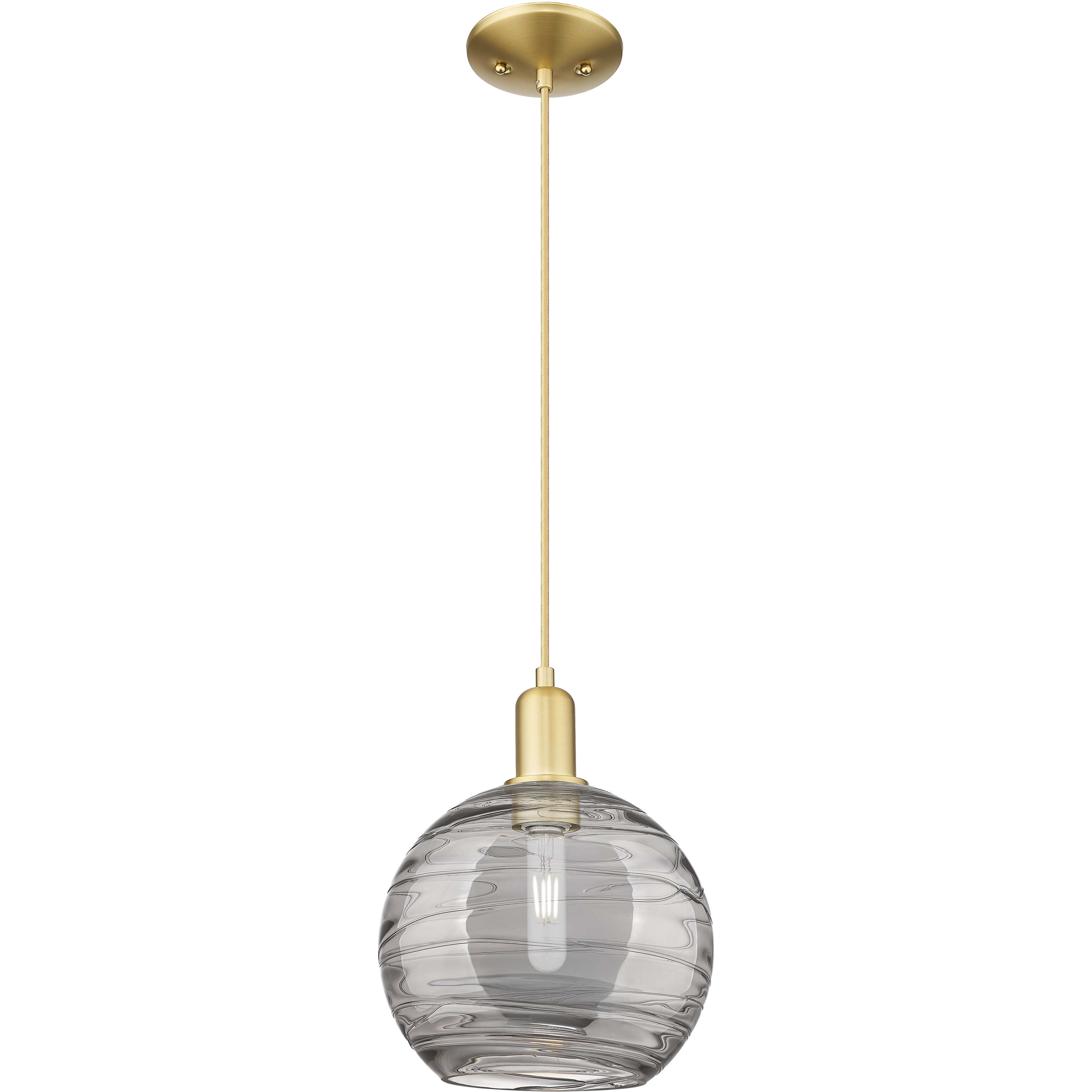 Arcadia Athens Deco Swirl 1 Light 10 inch Satin Gold Mini Pendant Ceiling Light